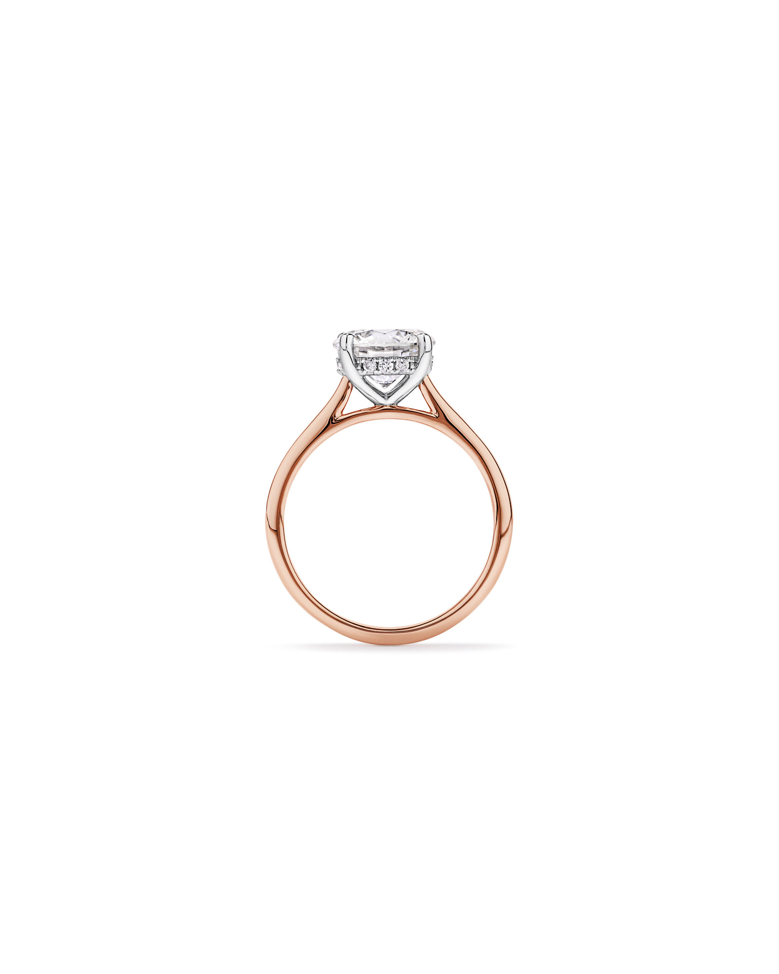 Bague solitaire en or rose et blanc 14 carats, sertie d'un diamant rond brillant de 2,32 carats, cultivé en laboratoire