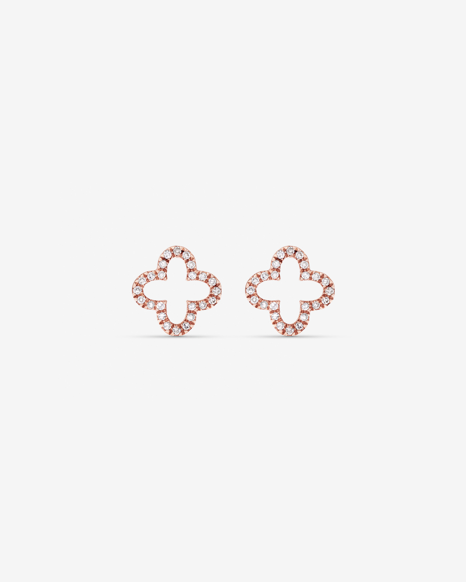 4 Leaf Clover Stud Earrings With Diamonds In 10kt Rose Gold