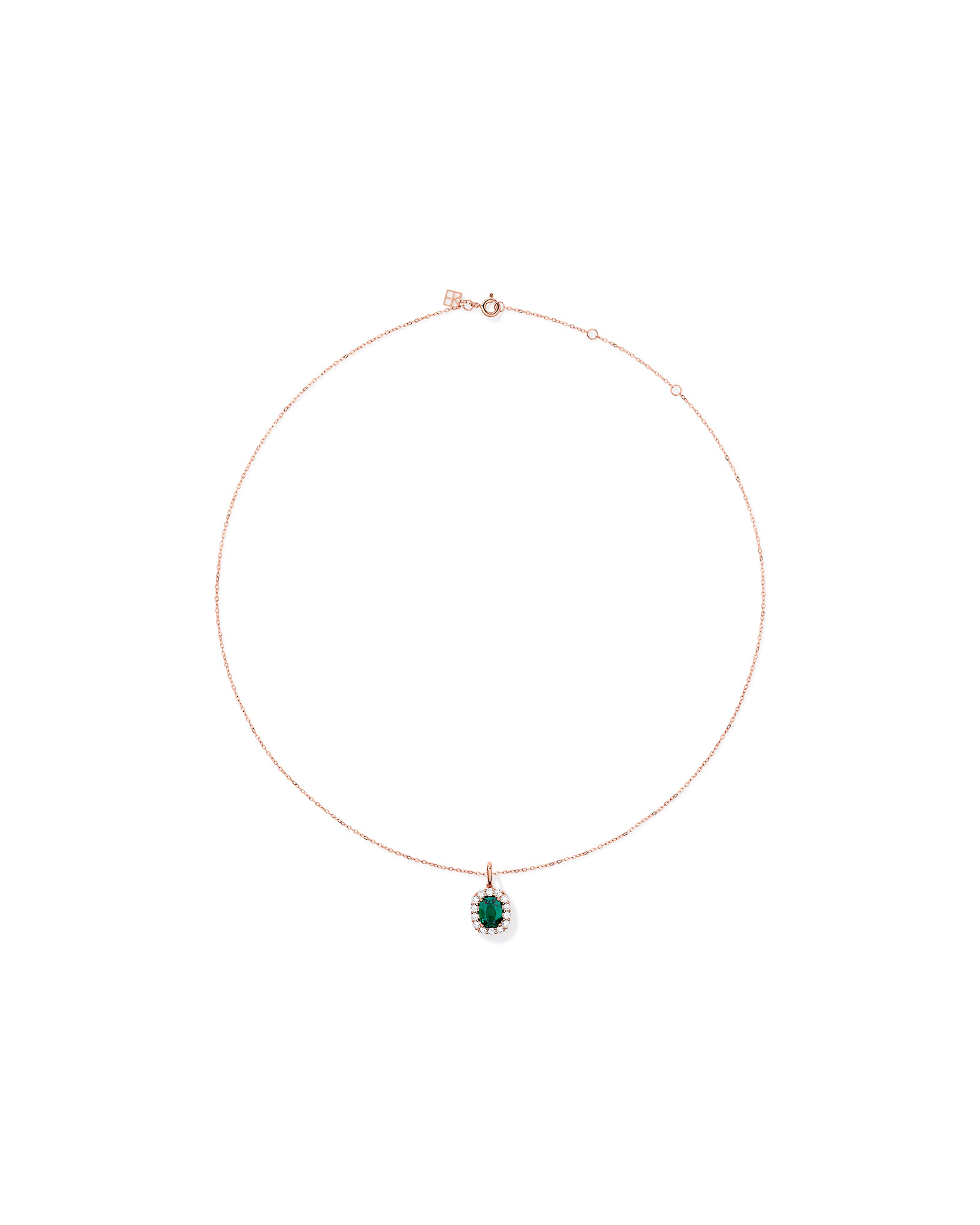Created Emerald & .50 Carat TW Laboratory-Grown Diamond Halo Ring in 10kt Rose Gold