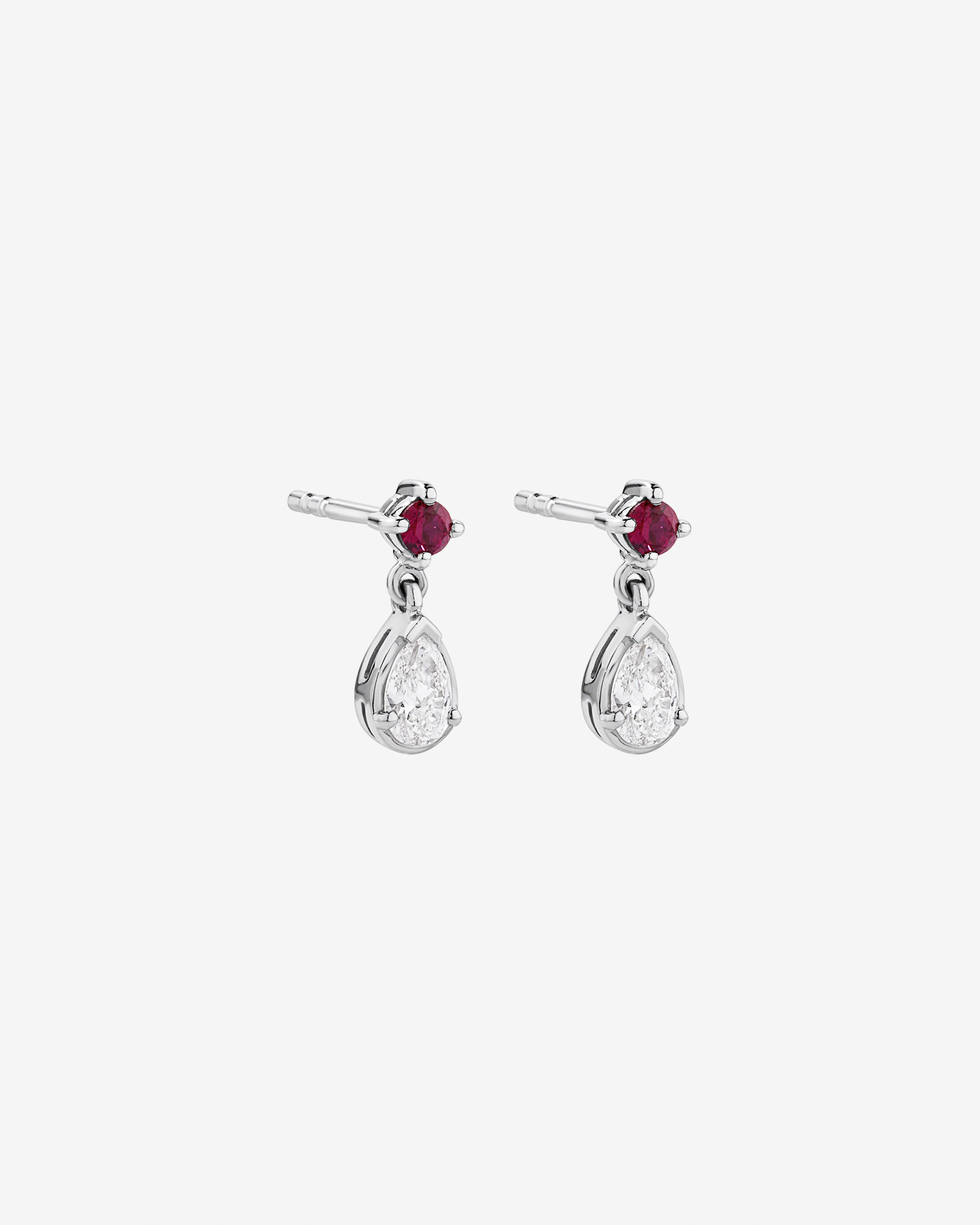 0.74 Carat TDW Pear Laboratory-Grown Diamond & Created Ruby Pendant and Earring Gift Set in Silver
