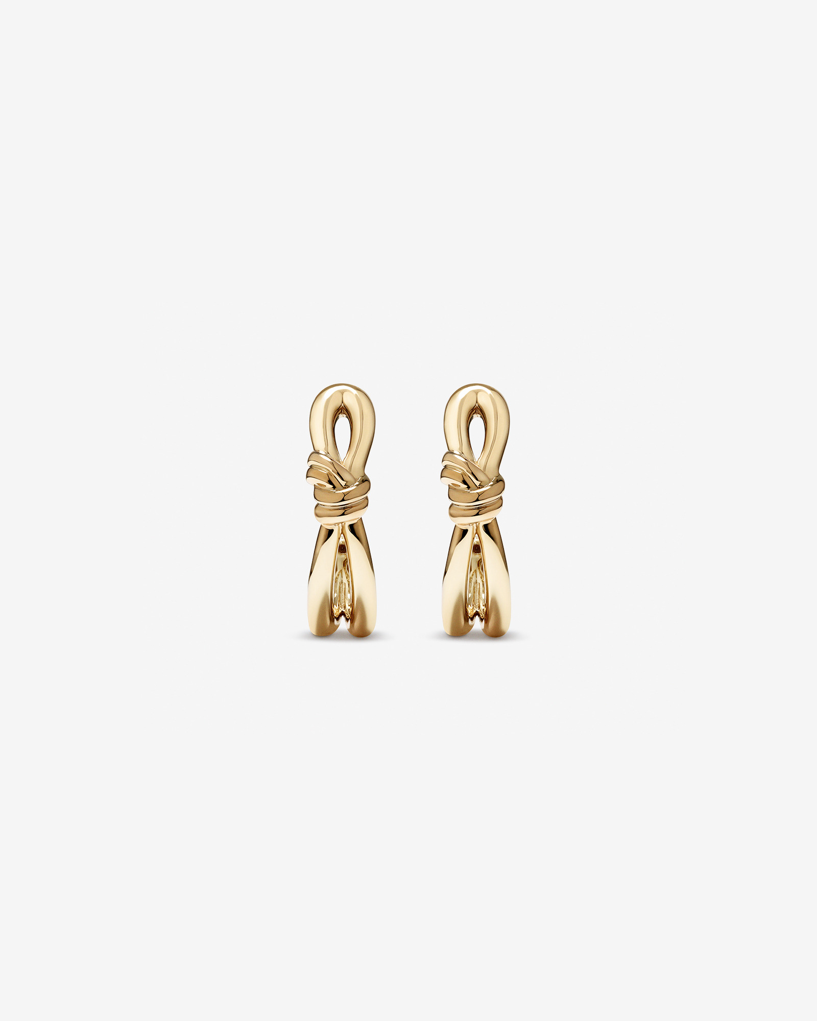 Knot Half Hoop Stud Earrings in 10kt Yellow Gold