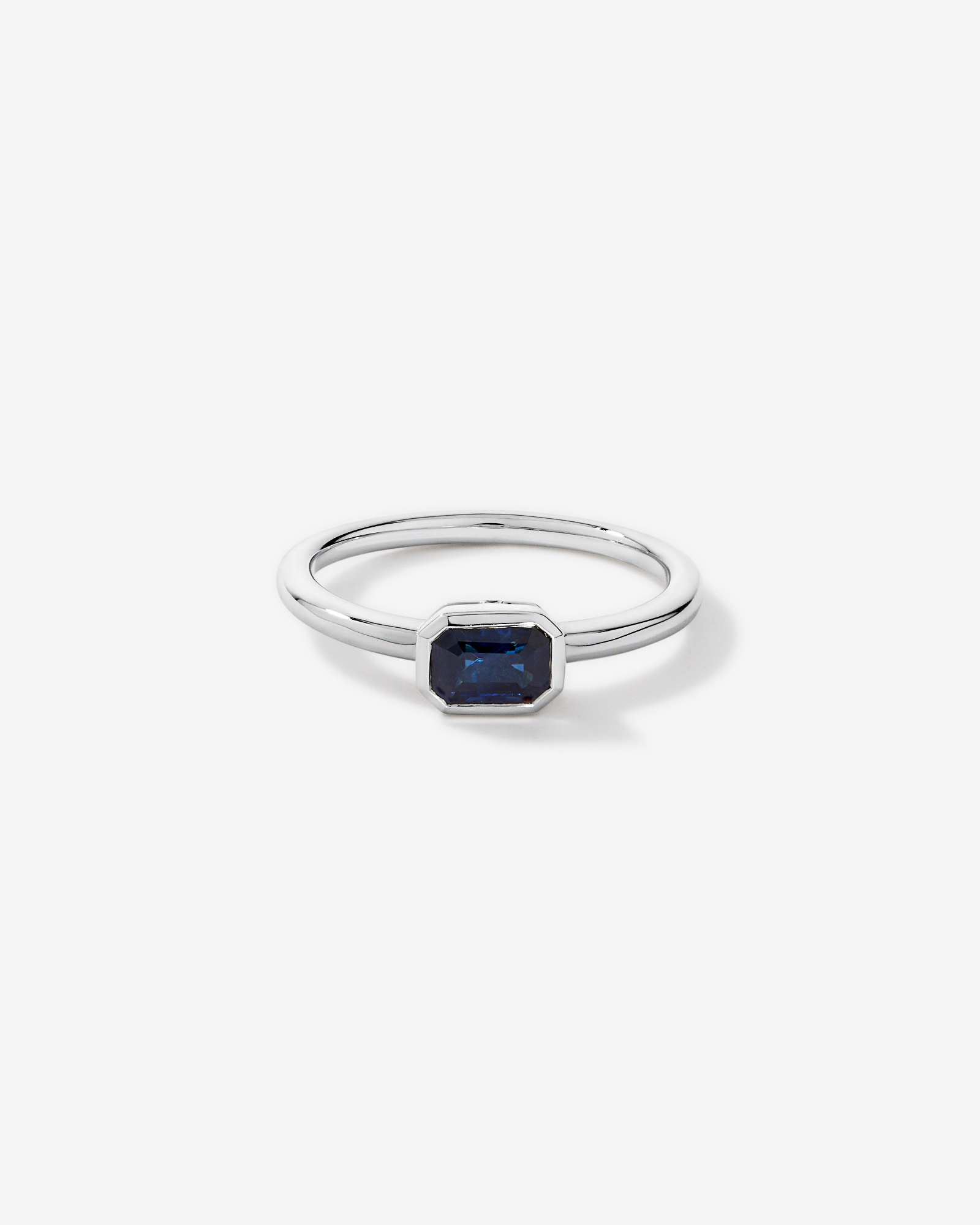 Australian Sapphire Emerald Cut Bezel Set Ring 10kt Gold