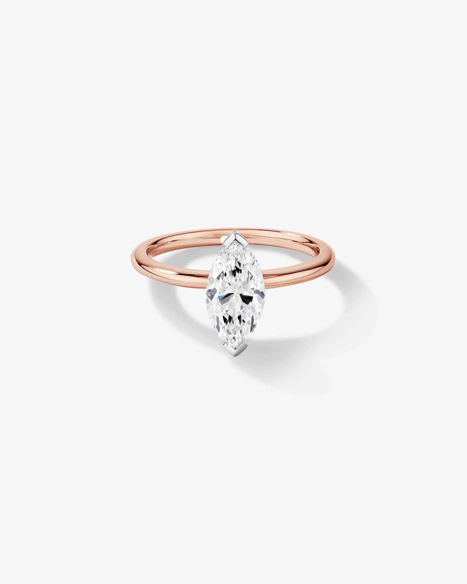 1.25 Carat TW Marquise Laboratory-Grown Diamond Solitaire Engagement Ring 14kt Rose and White Gold