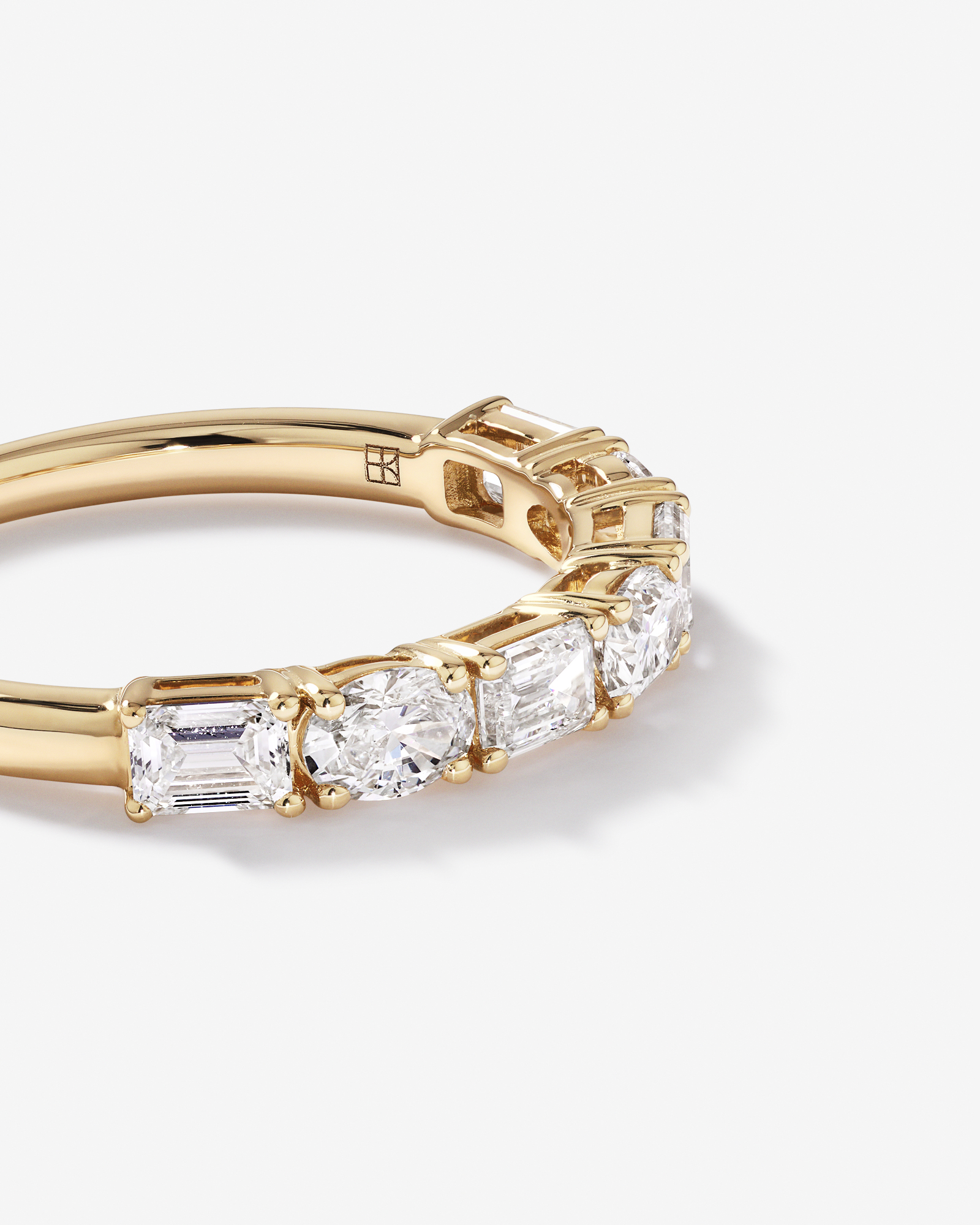 1.05 Carat TW Prong Set Emerald and Oval Cut Lab-Grown Diamond Wedding Band in 14kt Yellow Gold