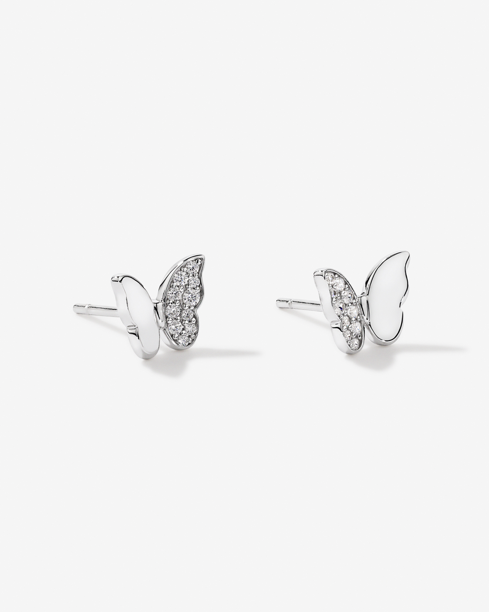 Butterfly Stud Earrings with Cubic Zirconia in Sterling Silver