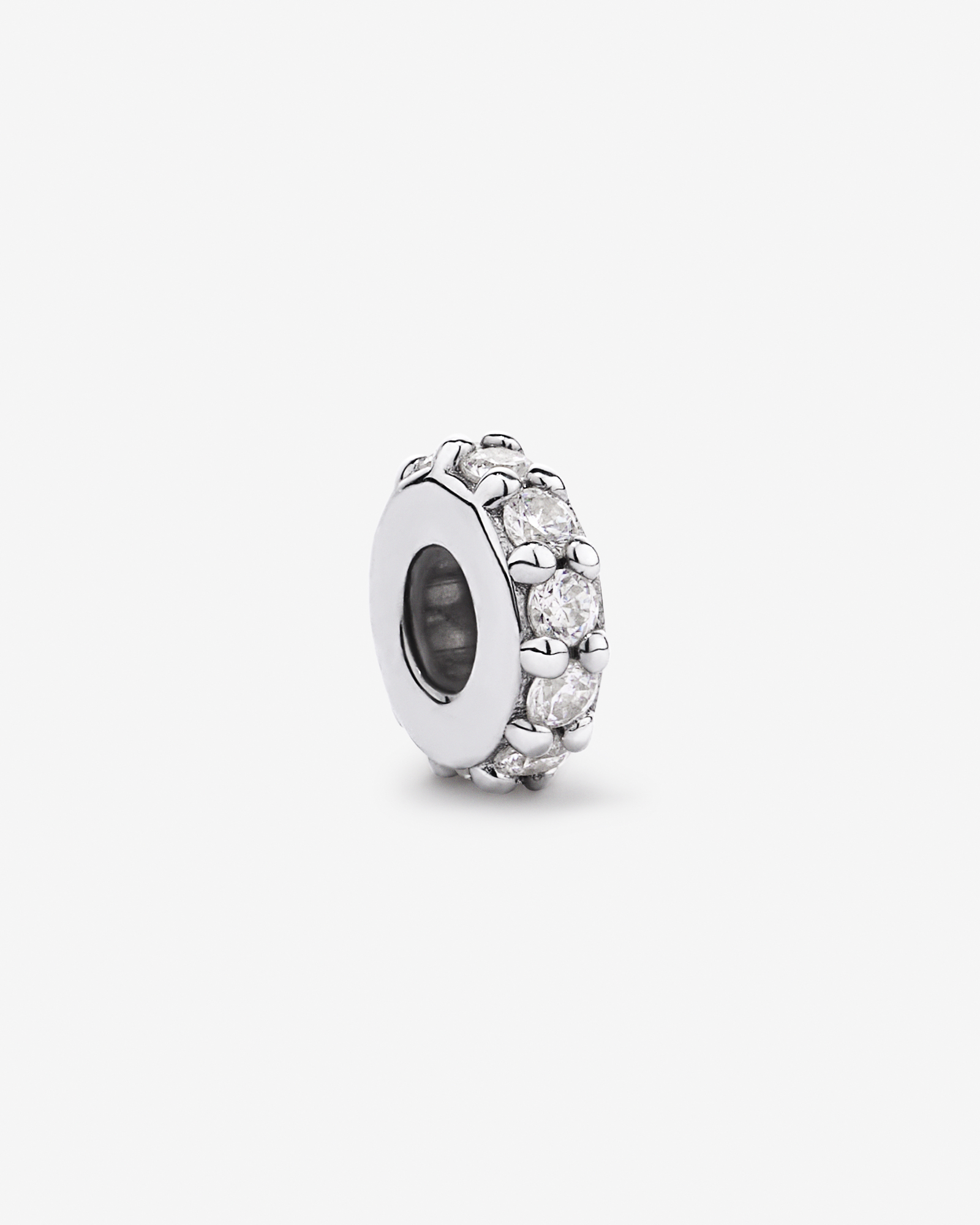 Pendant Spacer with Cubic Zirconia in Sterling Silver