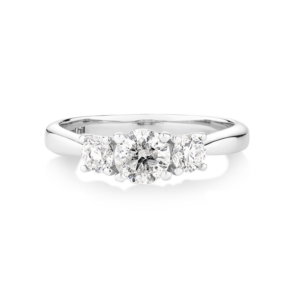 Bague de fiançailles en or blanc 14 K avec diamants totalisant 1 ct