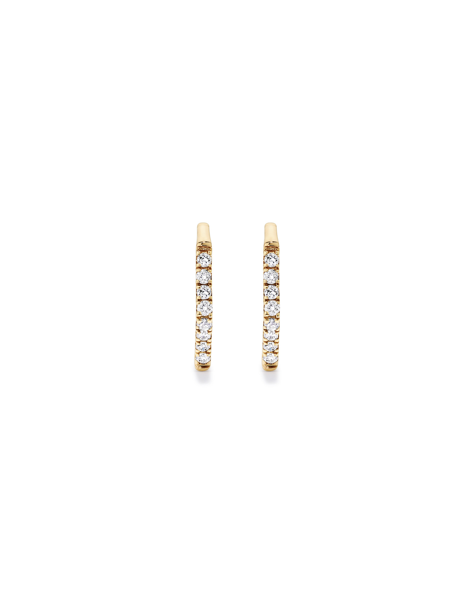 Diamond Angled Hoop Earrings in 10kt Gold