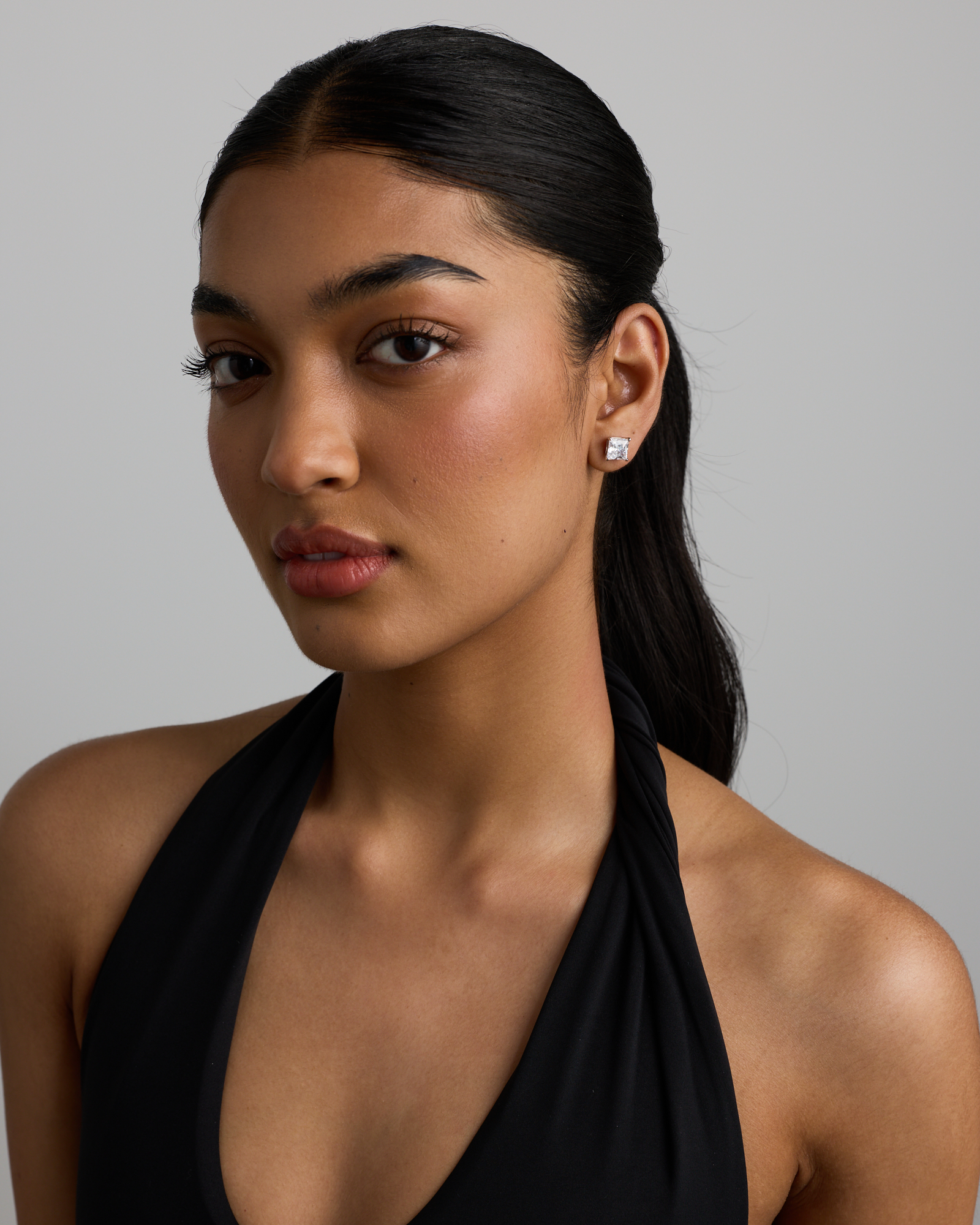 7.5mm Princess Cubic Zirconia Stud Earrings in Sterling Silver