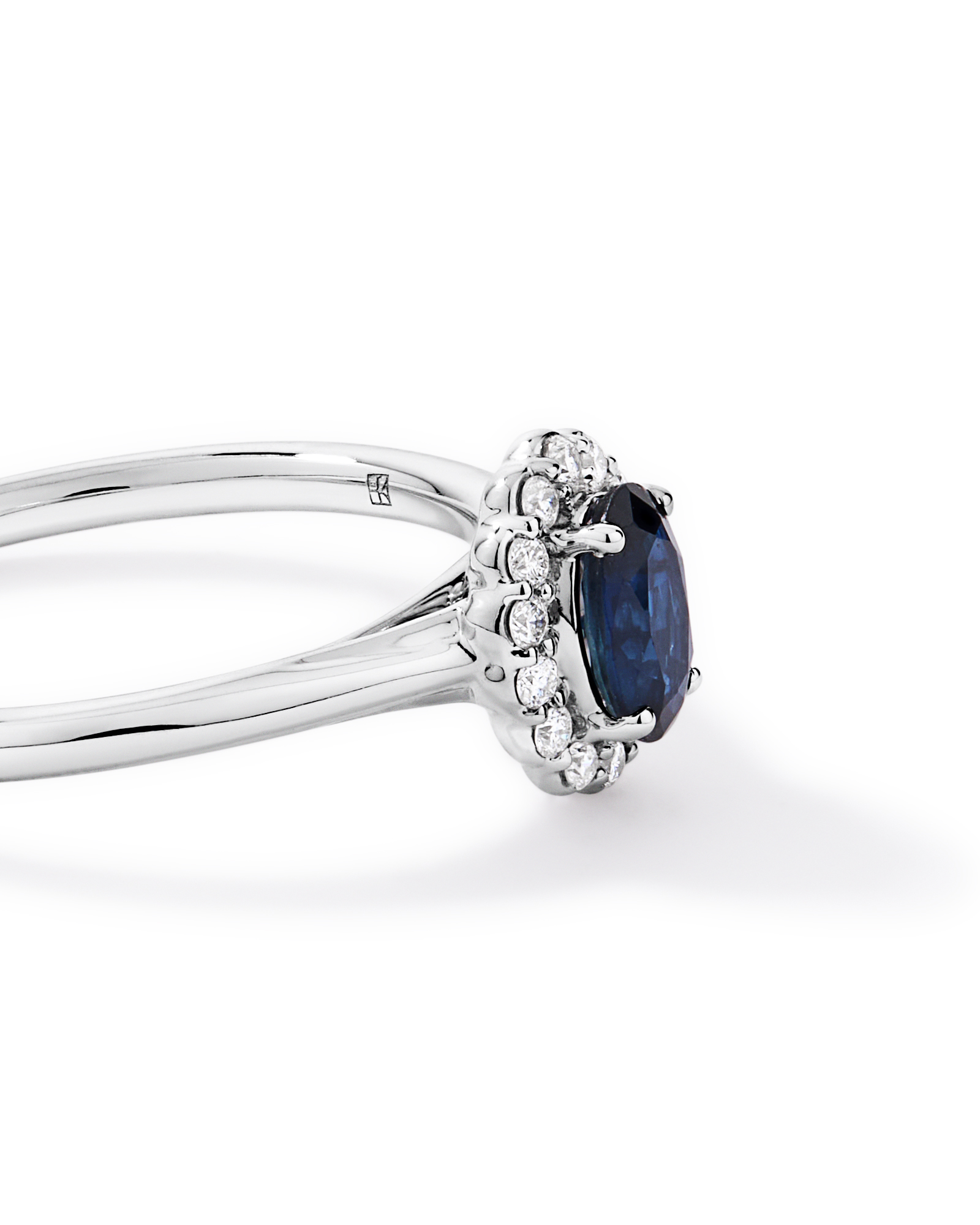 Australian Sapphire & 0.10 Carat TW Diamond Halo Ring 10kt White Gold