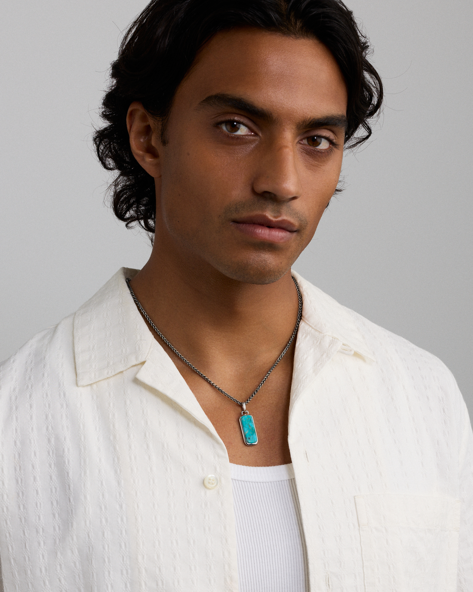 Turquoise Oblong Pendant in Sterling Silver