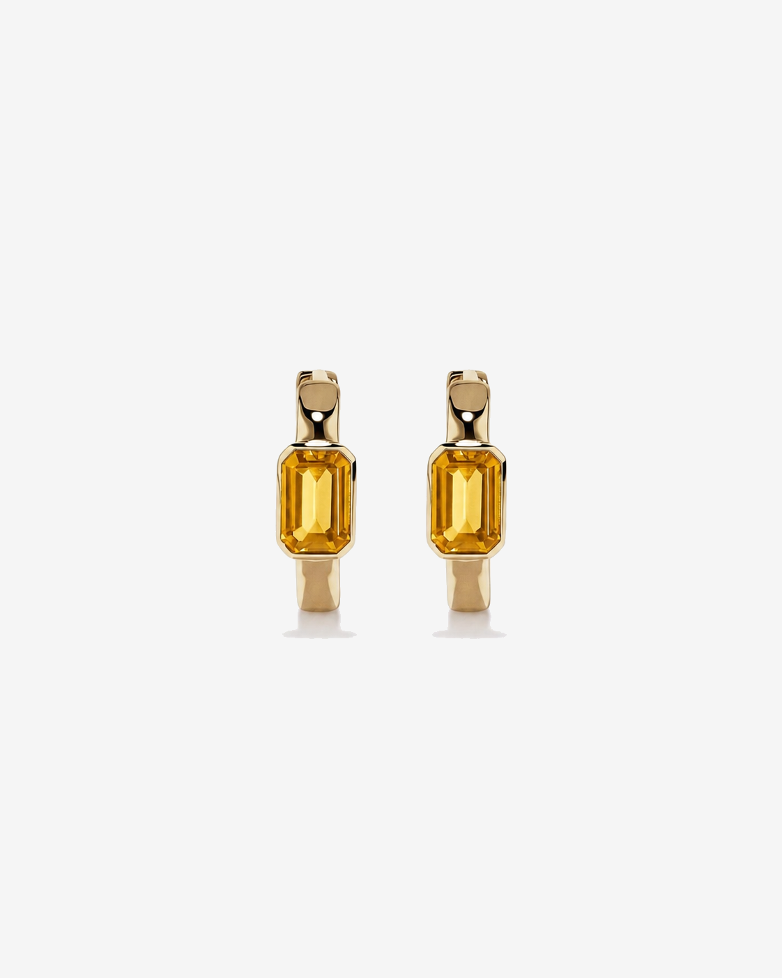 Citrine Bezel Huggie Earrings in 10kt Yellow Gold