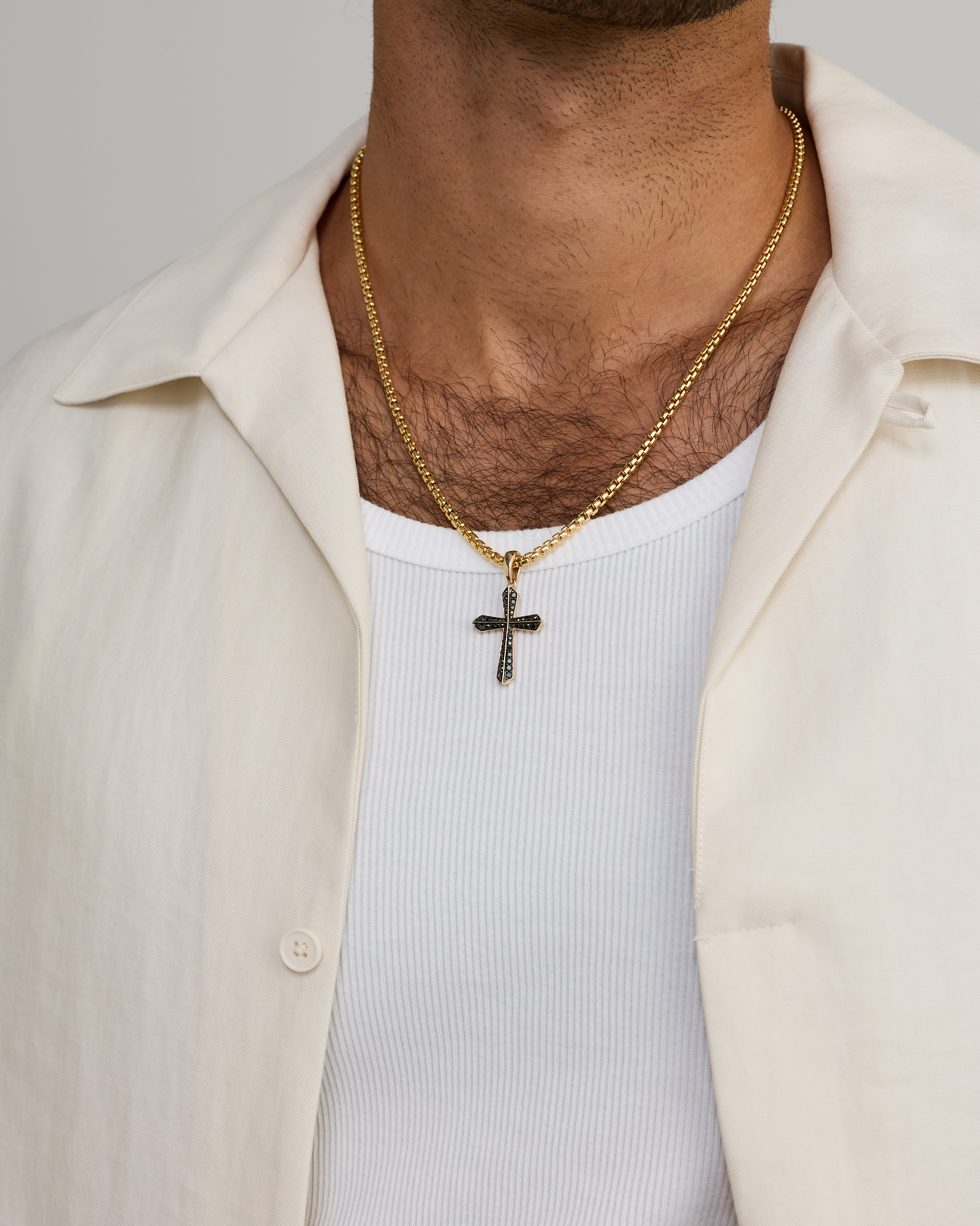 0.88 Carat TW Black Diamond Cross Pendant in 10kt Yellow Gold
