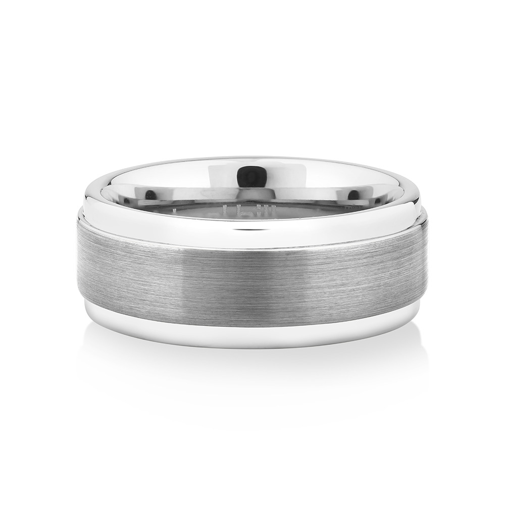 Bague en tungstène de saphir gris pour homme