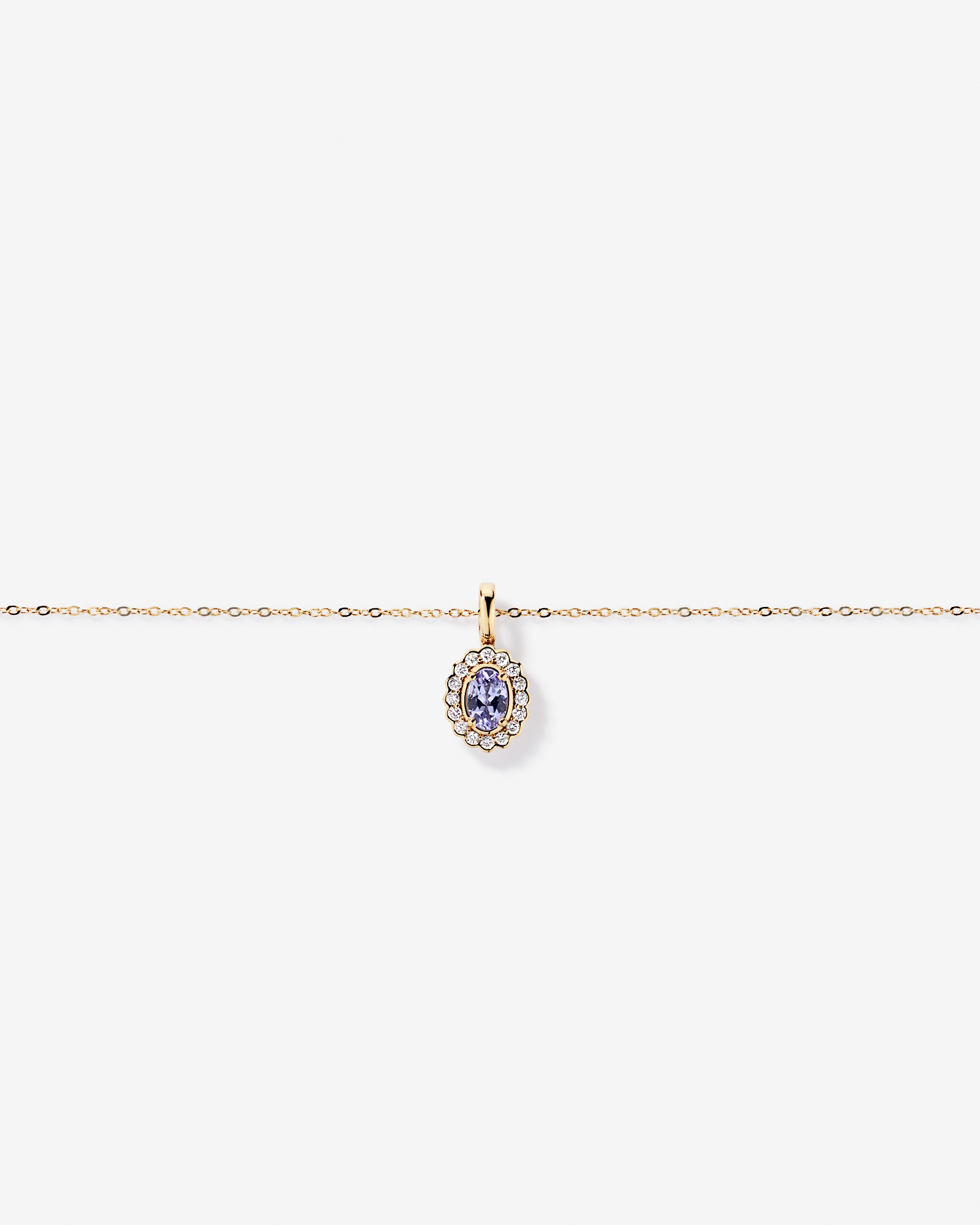 Tanzanite & 0,15TW de pendentif Halo en diamant avec chaîne en or jaune 10kt