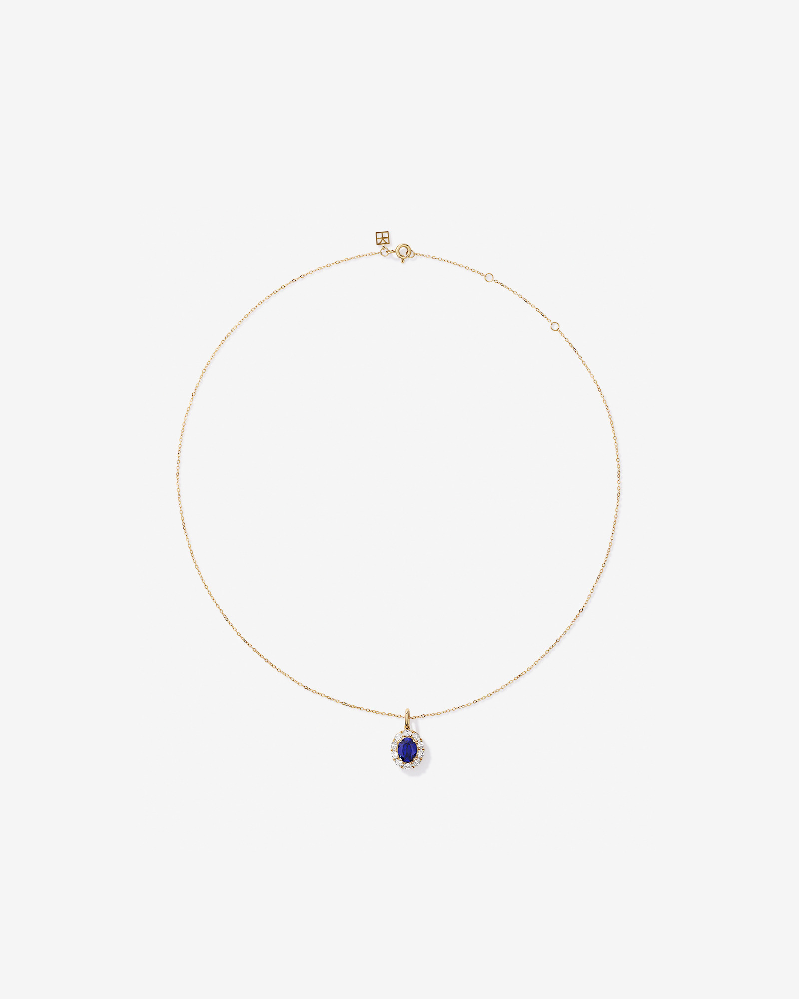 Création du pendentif en diamant TW cultivé en laboratoire en saphir et 0,47 TW avec chaîne en or 10 carats