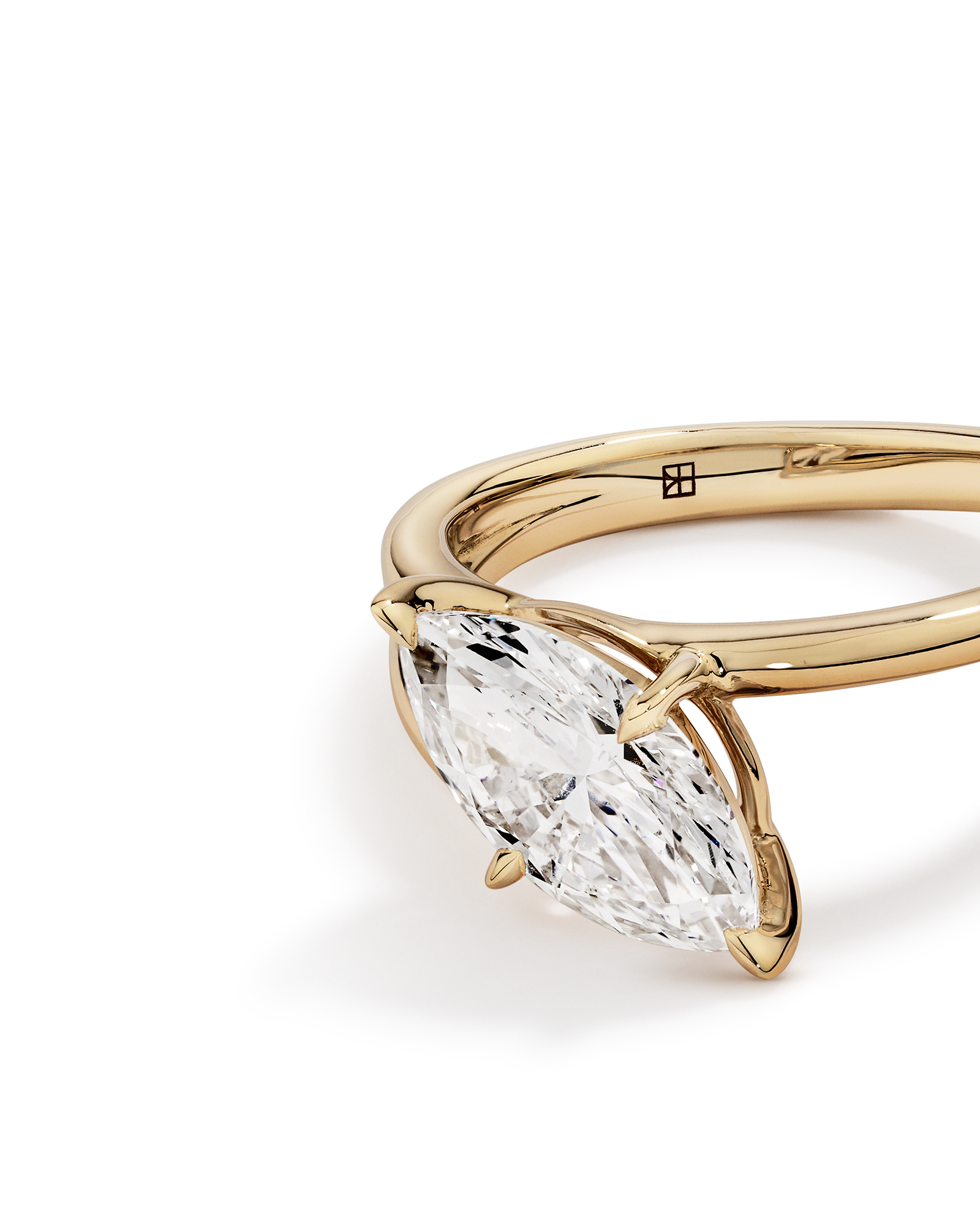 2.00 Carat TW East West Marquise Cut Laboratory-Grown Diamond Double Band Engagement Ring 14kt Yellow Gold