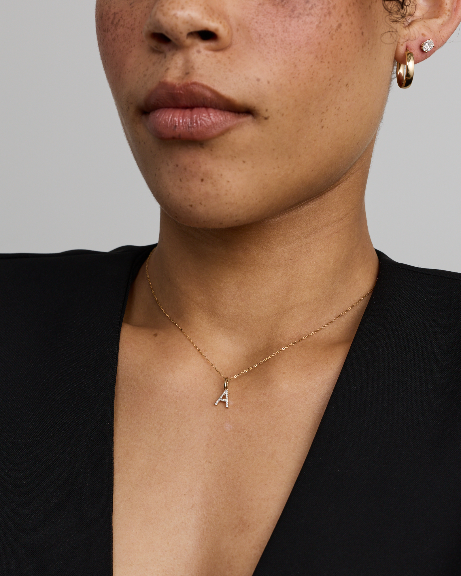 Pendentif avec initiale de la lettre A en or jaune 10 carats