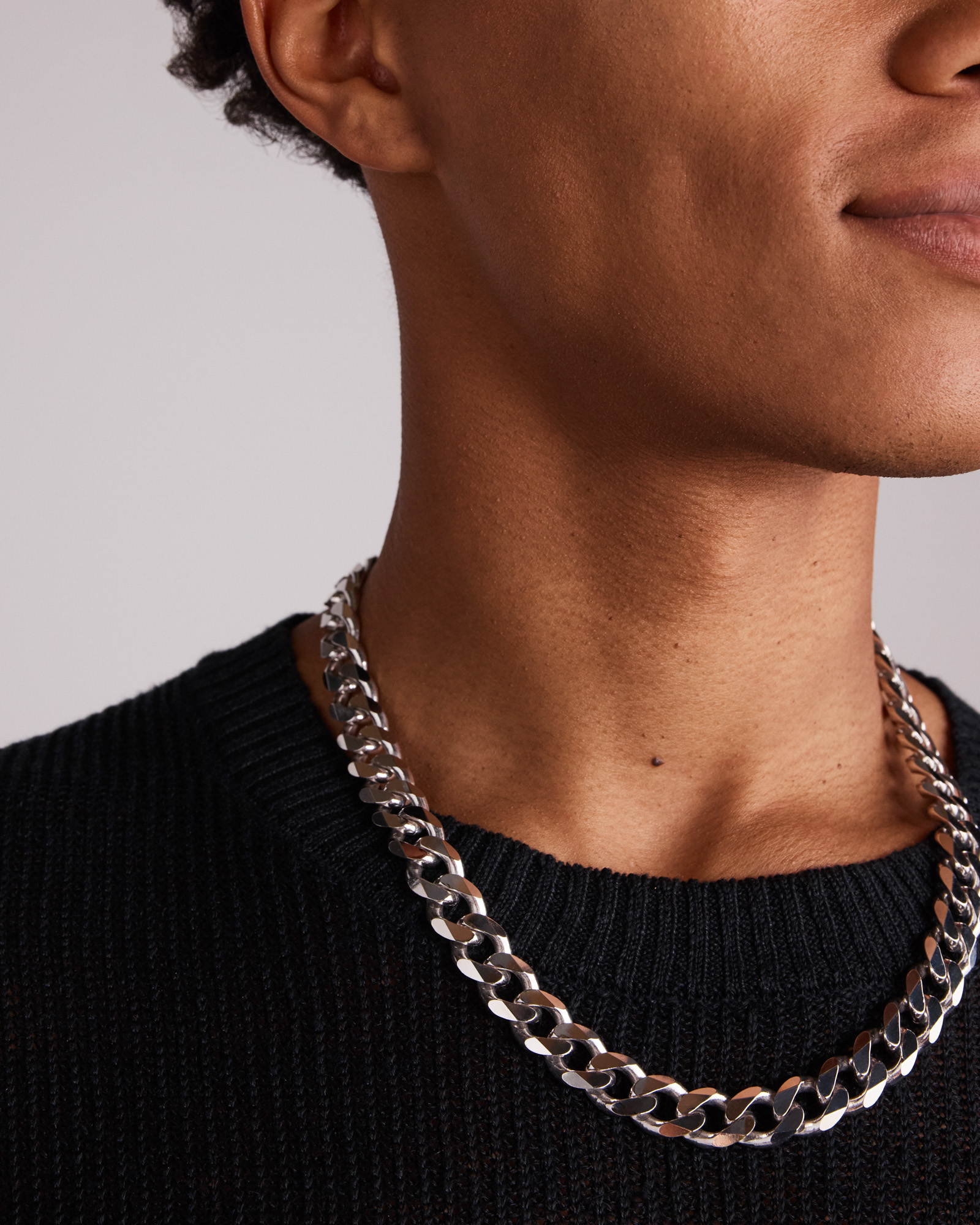 Chaîne gourmette de 13mm en argent sterling