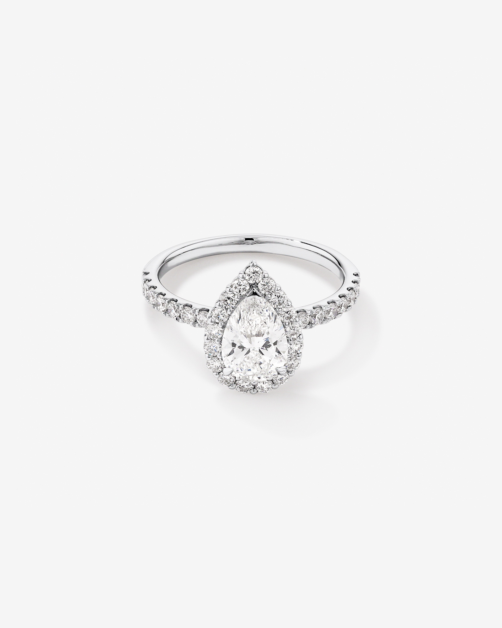 1.82 Carat TW Pear Cut Laboratory-Grown Diamond Halo Engagement Ring in 14kt White Gold