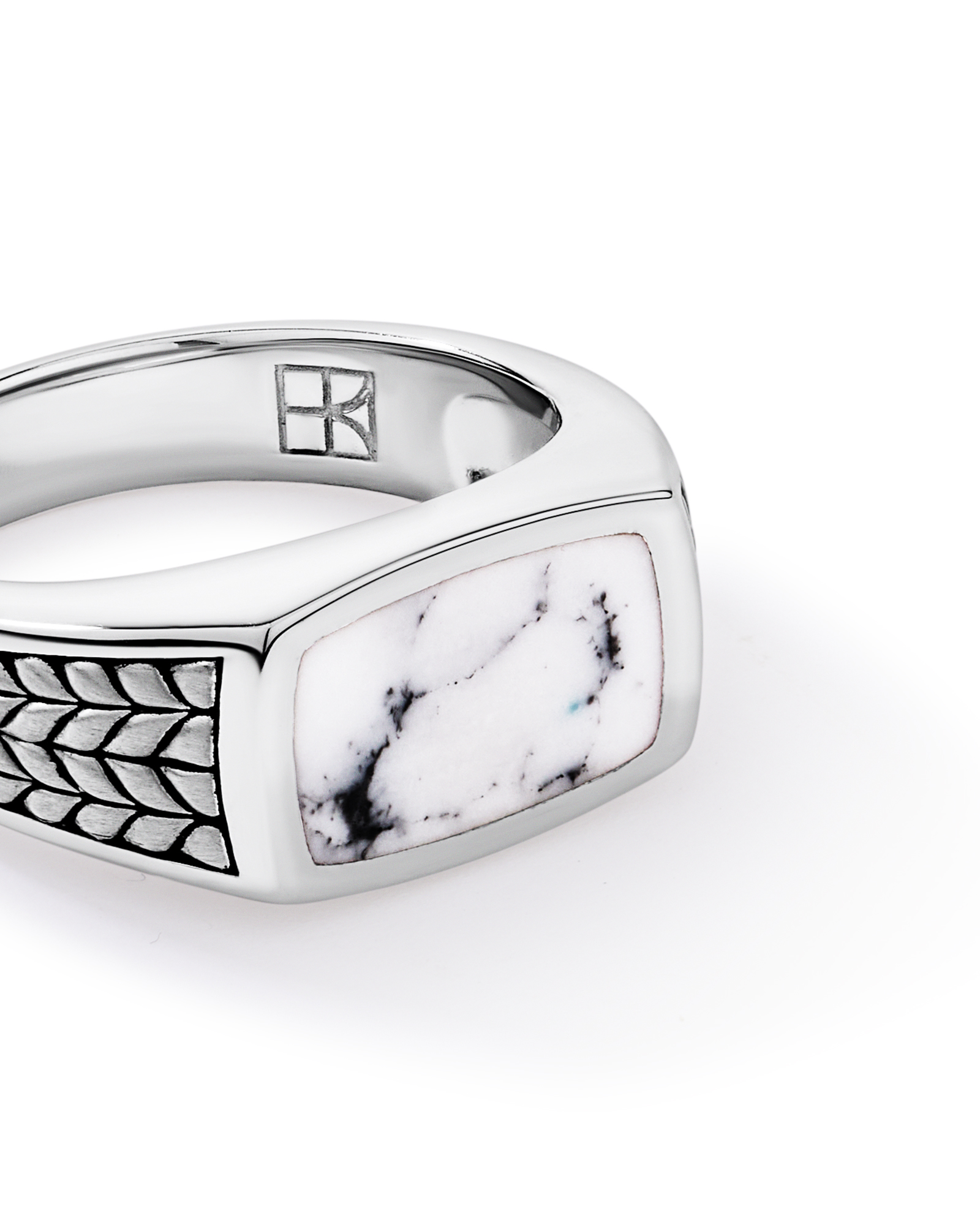 Howlite Signet Ring in Sterling Silver