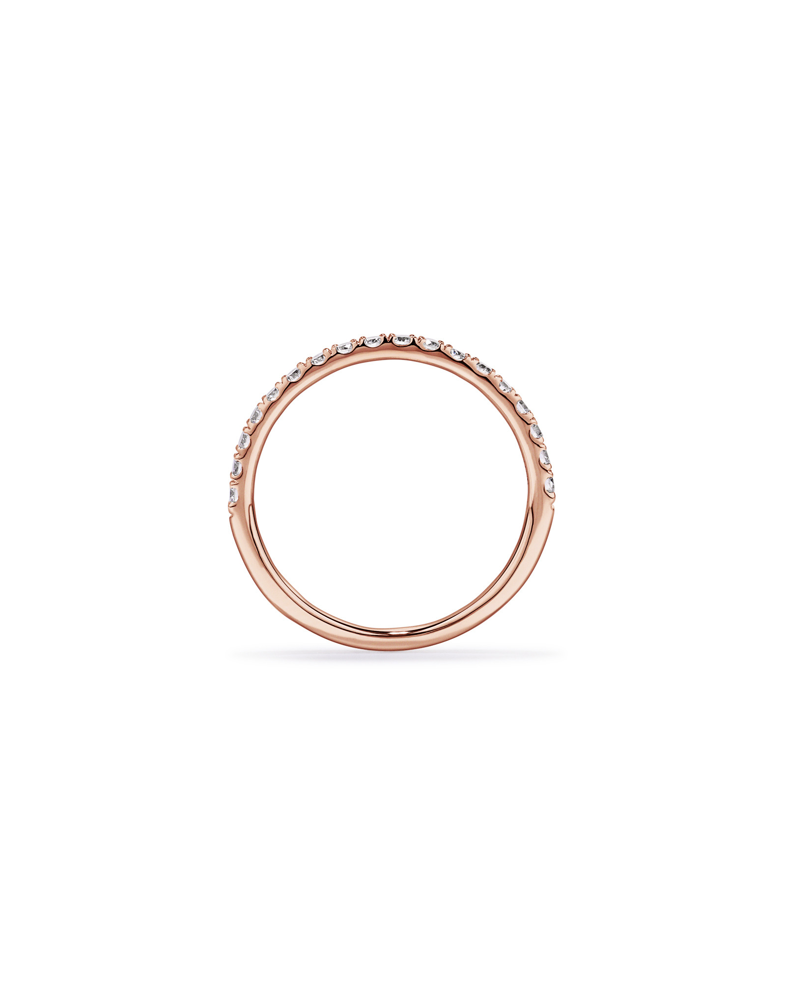 Alliance en or rose 14 carats sertie d'un diamant rond brillant de synthèse 0,34 carat