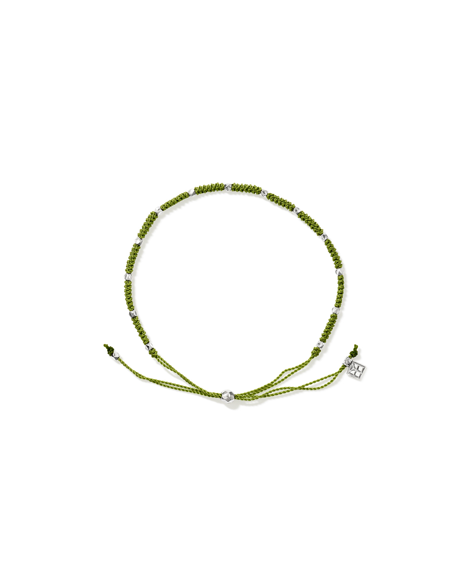 Pistachio Green Cord Bead Bracelet in Sterling Silver