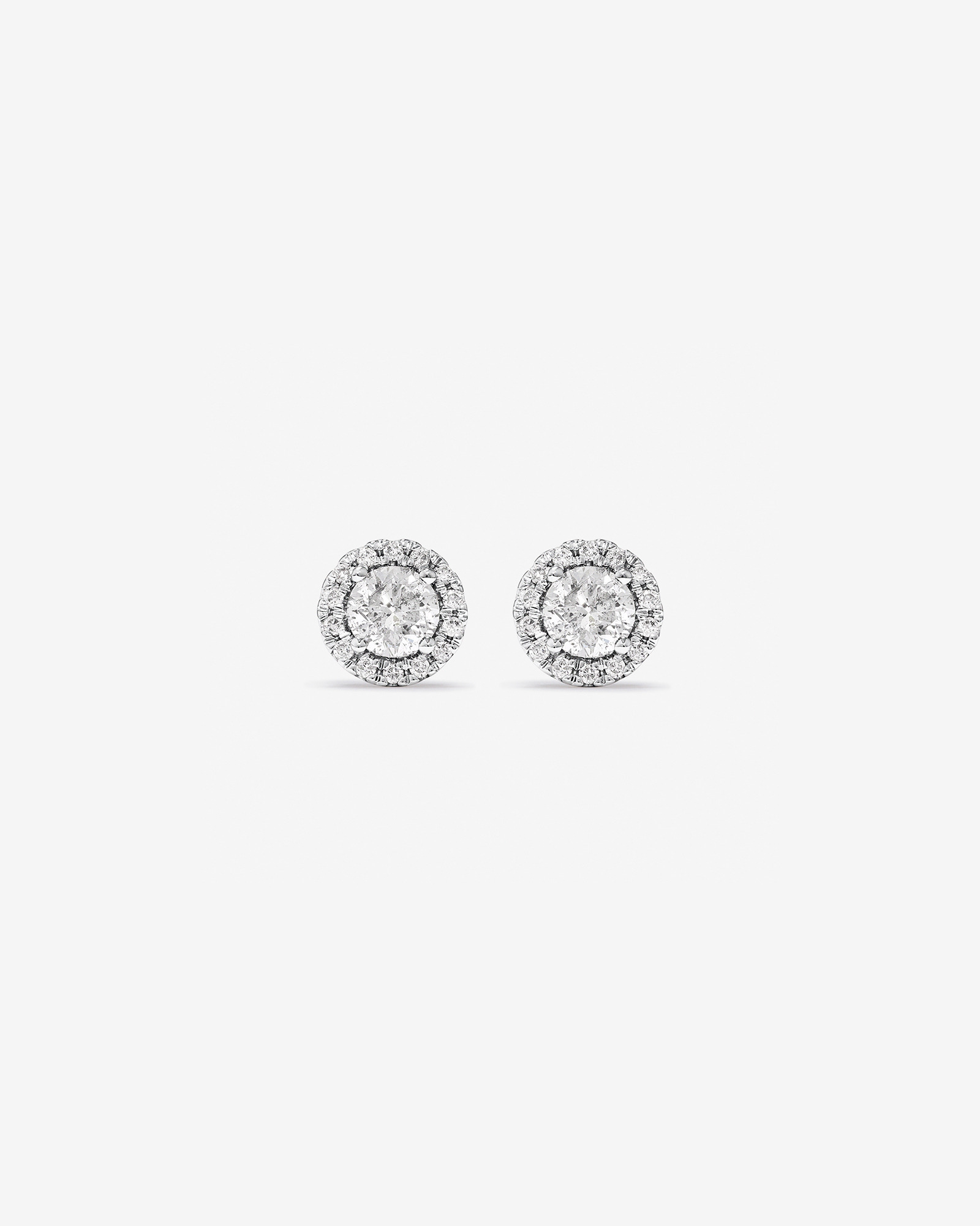 0.44 Carat TW Round Diamond Halo Stud Earrings in 10kt White Gold