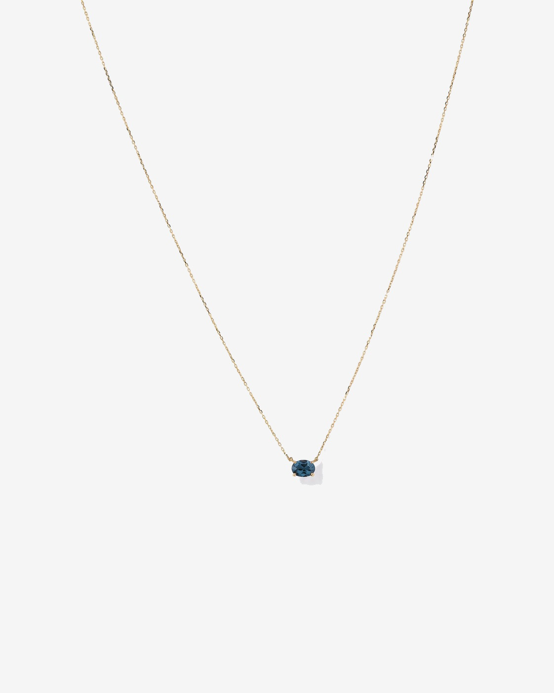 Oval East-West London Blue Topaz Necklace in 10kt Yellow Gold