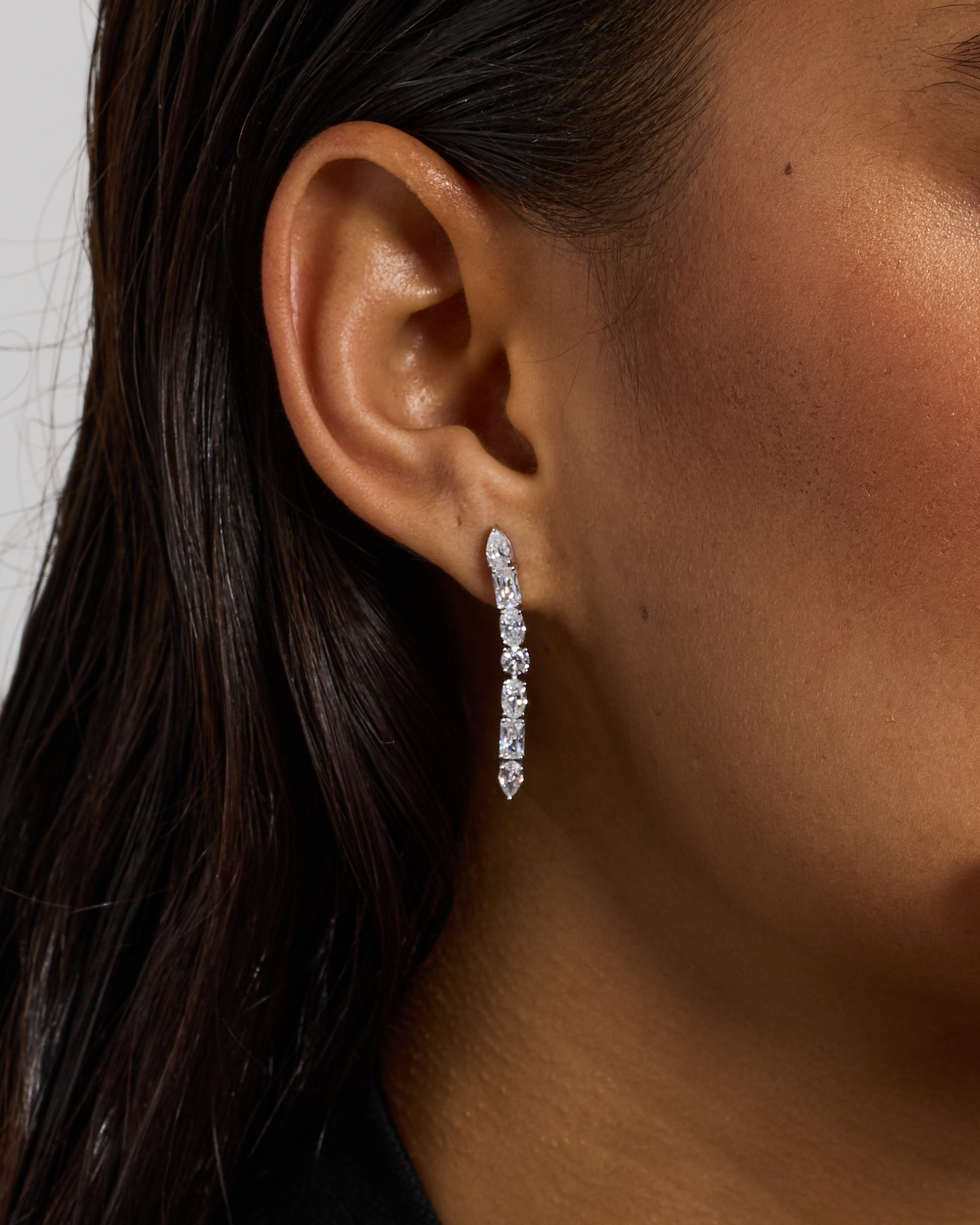 Multi-Stone Cubic Zirconia Drop Earrings in Sterling Silver