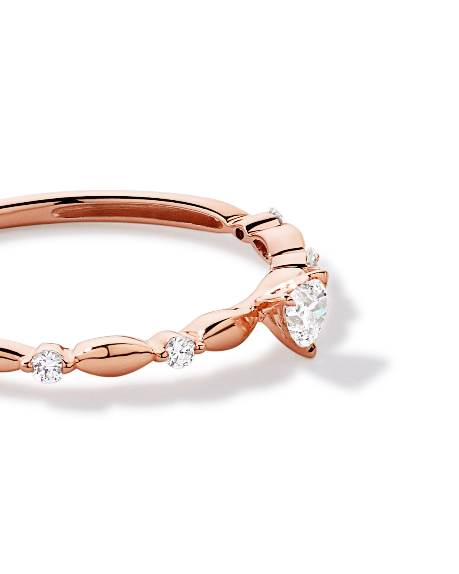 0.15TW Heart and Round Brilliant Laboratory-Grown Diamond Promise Ring 10kt Rose Gold