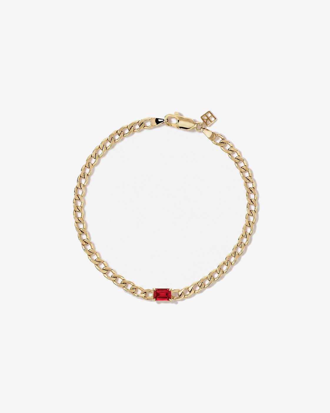 Bracelet gourmette Rubis créé en or jaune 10 ct