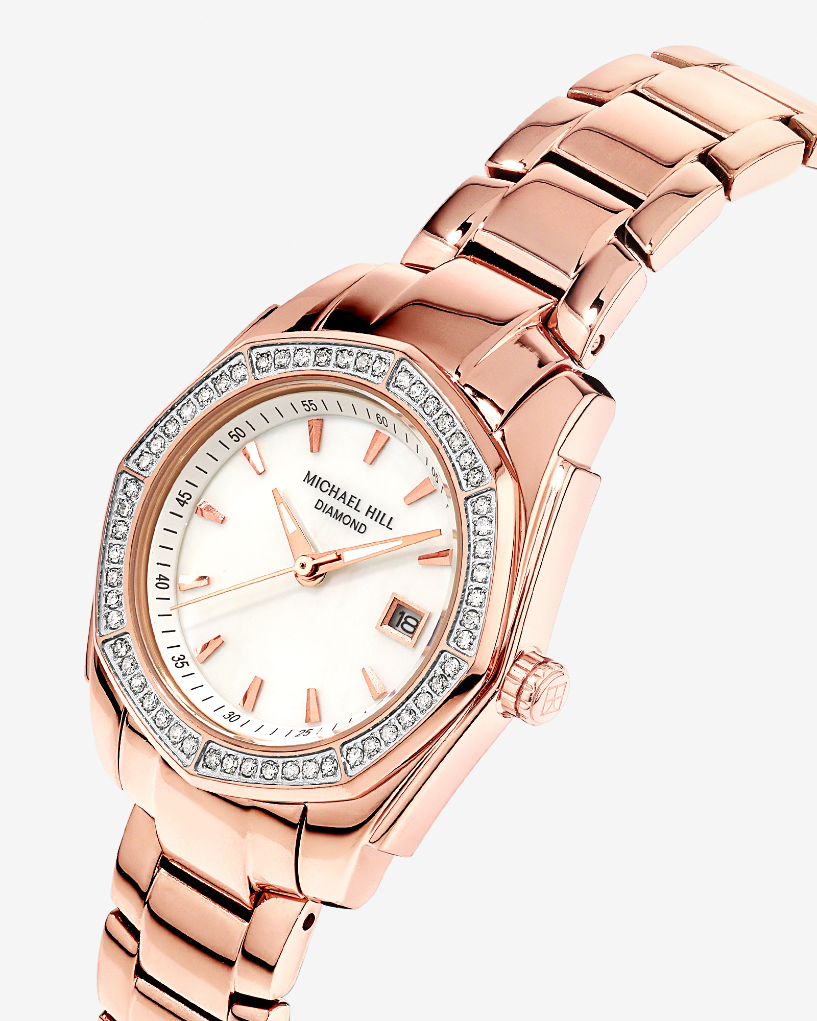 Women's Mother of Pearl Watch with 0.28 Carat TW of Diamonds in Rose Tone Stainless Steel