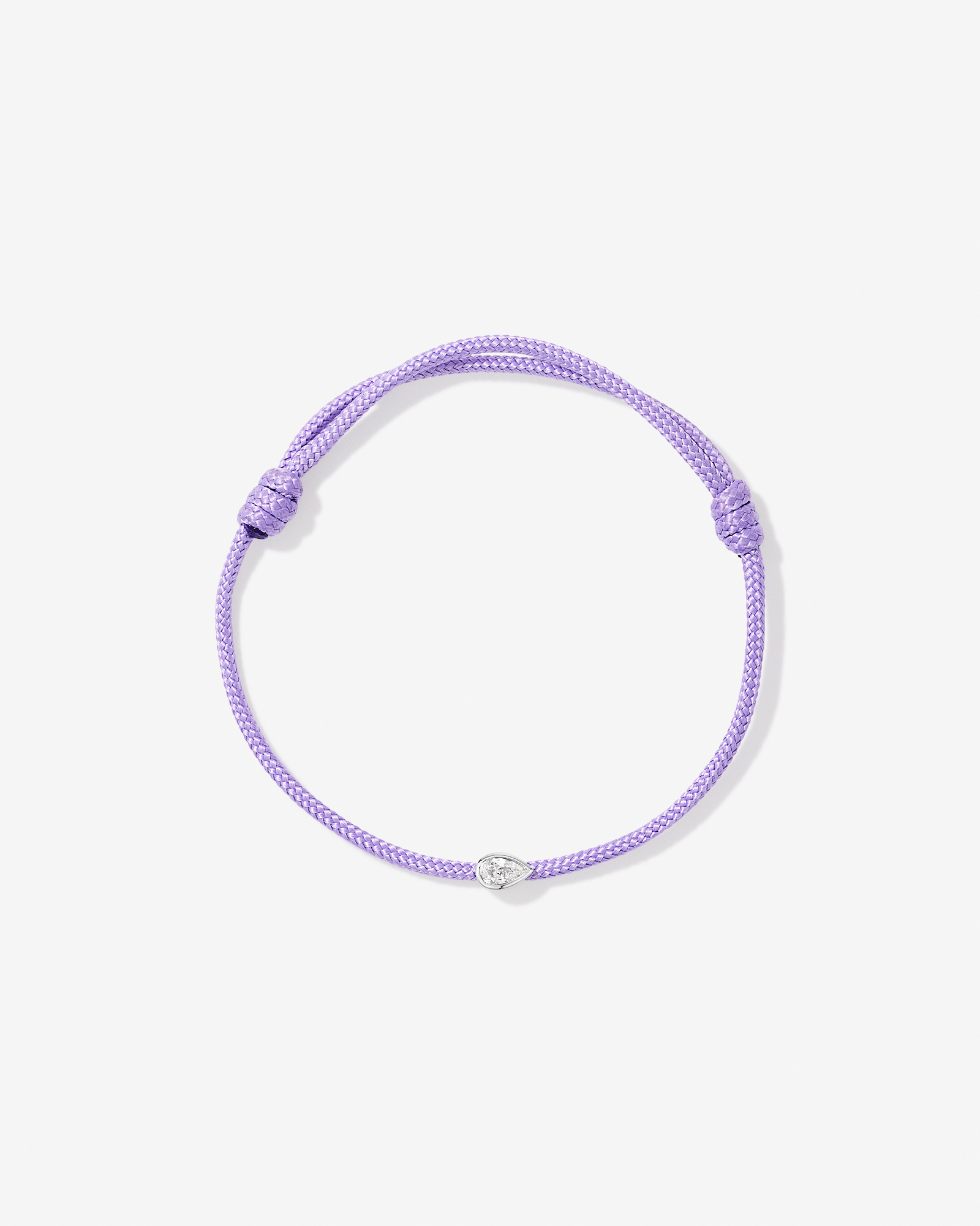 Bracelet en corde de zircone cubique coupé poire en violet lilas