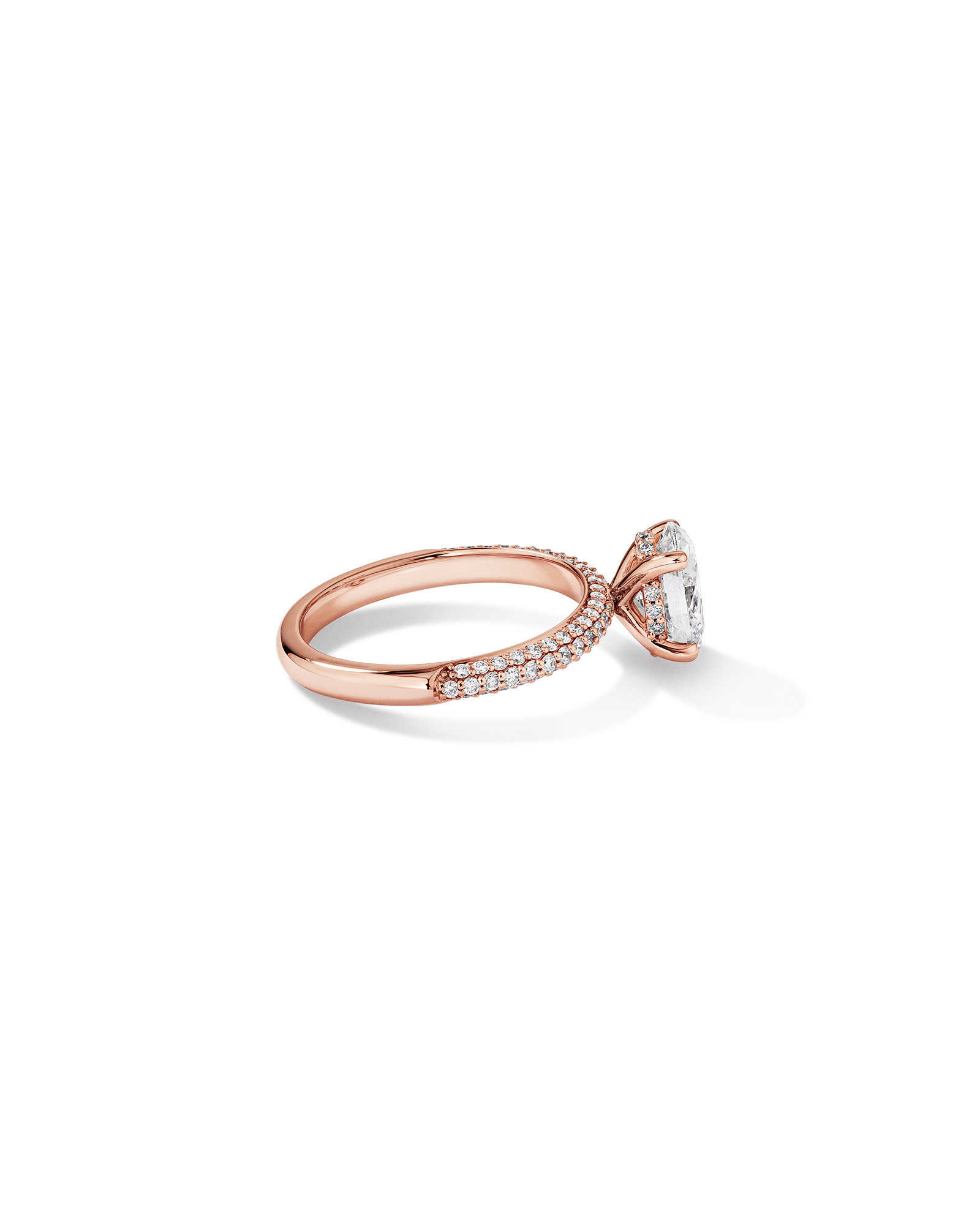 1.95 Carat TW Oval Cut Laboratory-Grown Diamond Solitaire Side Accent Engagement Ring in 14kt Rose Gold