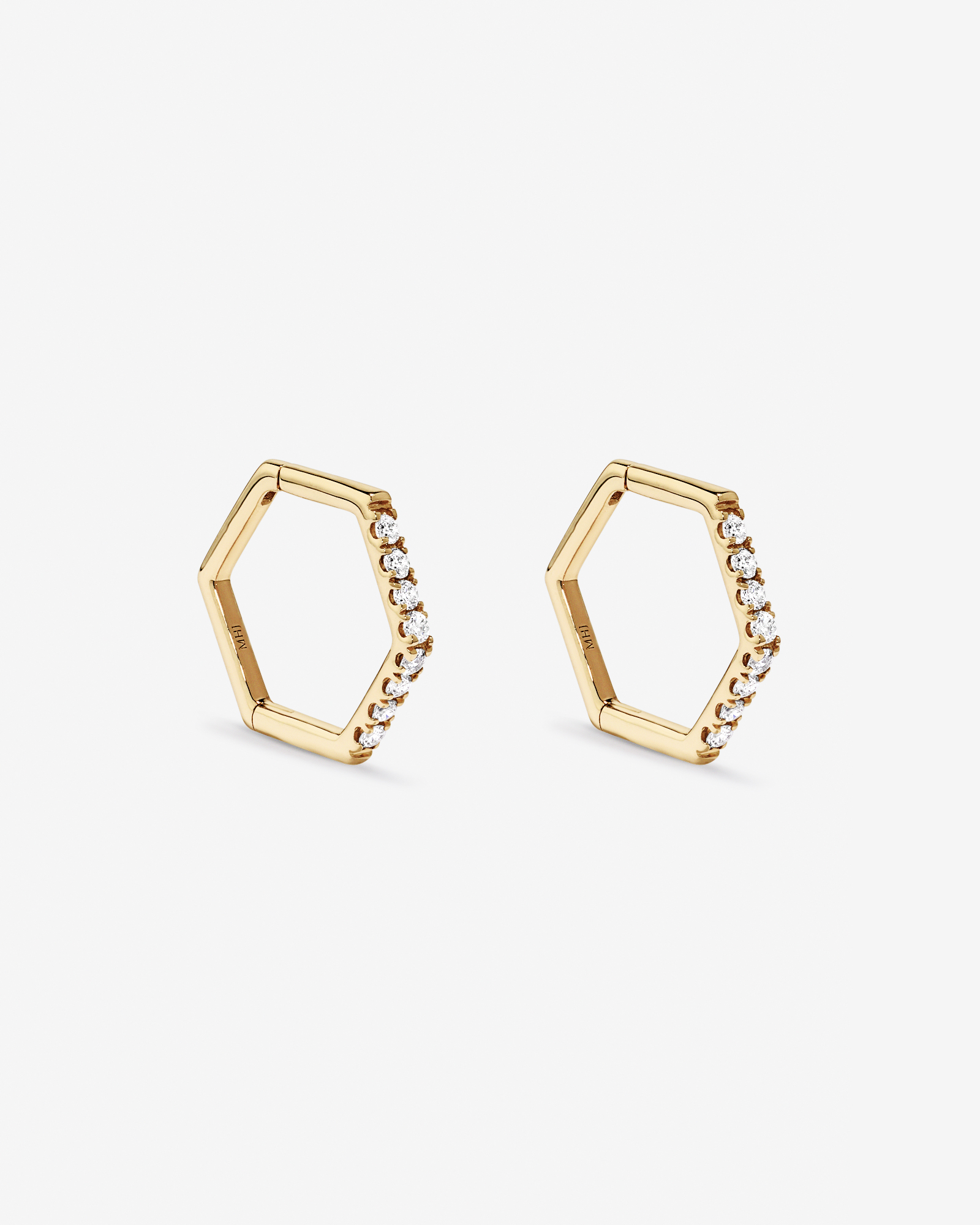 Diamond Angled Hoop Earrings in 10kt Gold