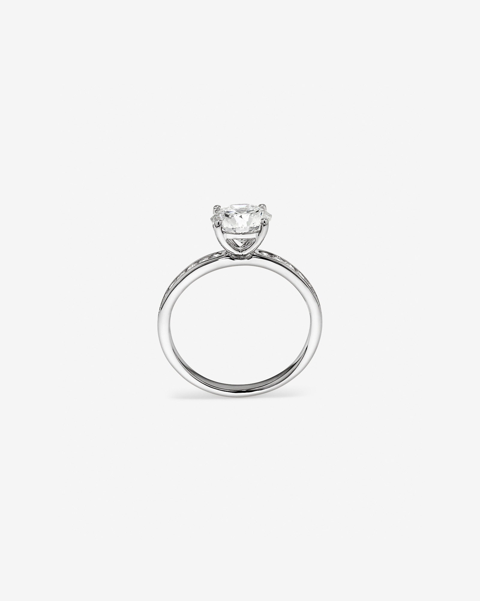 2.00 Carat TW Round Brilliant Laboratory-Grown Diamond Engagement Ring with Channel Set Side Accent Diamonds 14kt Gold