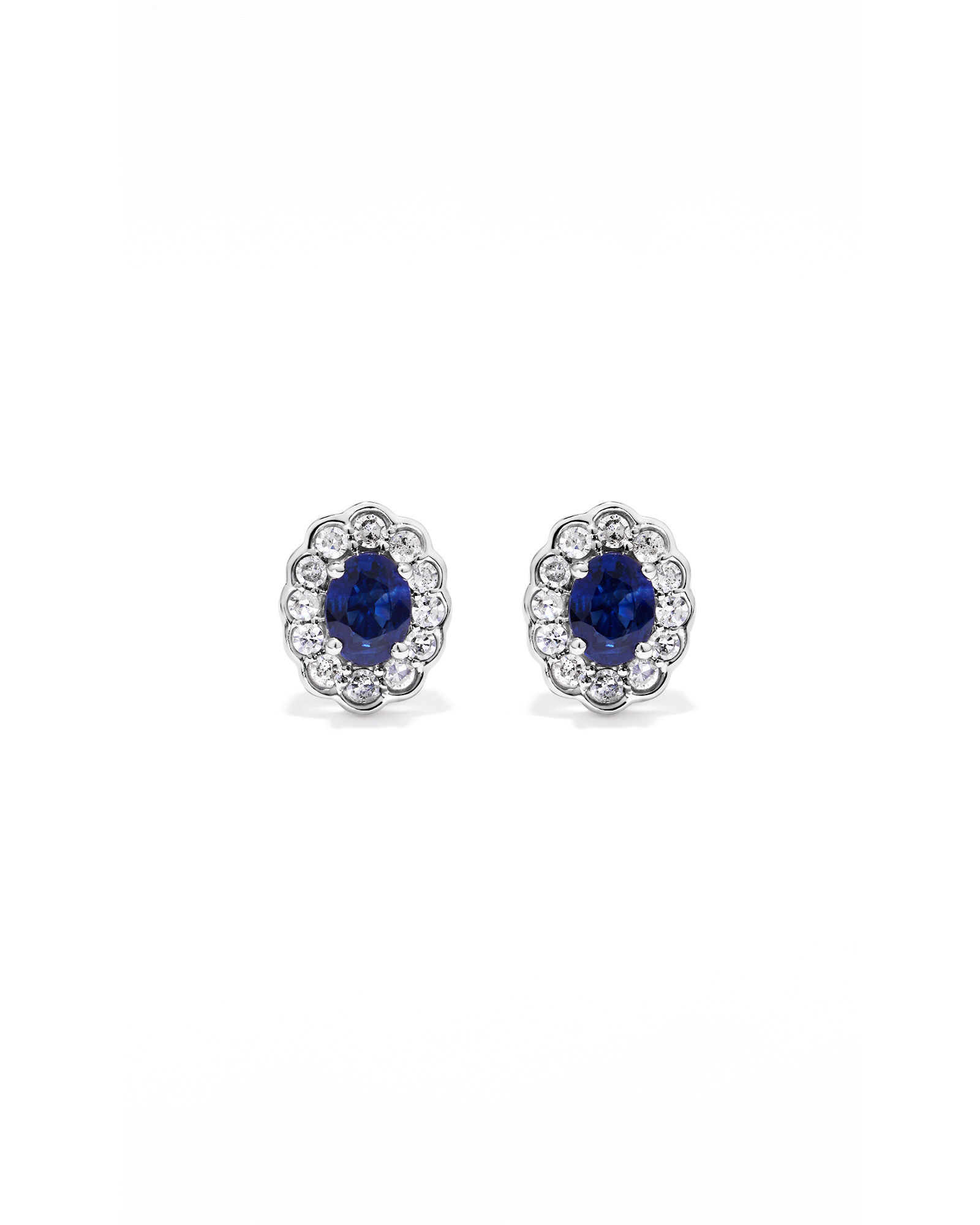 Australian Sapphire & 0.12 Carat TW Diamond Stud Halo Earrings in 10kt Gold