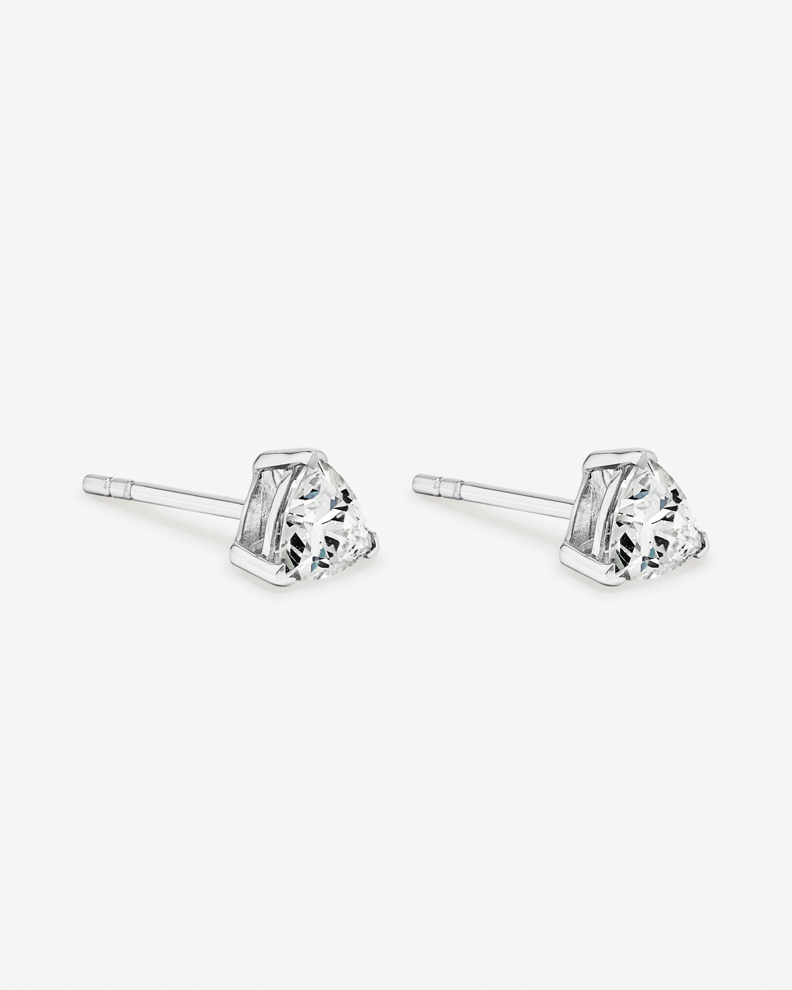 Trillion-Cut Cubic Zirconia Solitaire Stud Earrings in Sterling Silver
