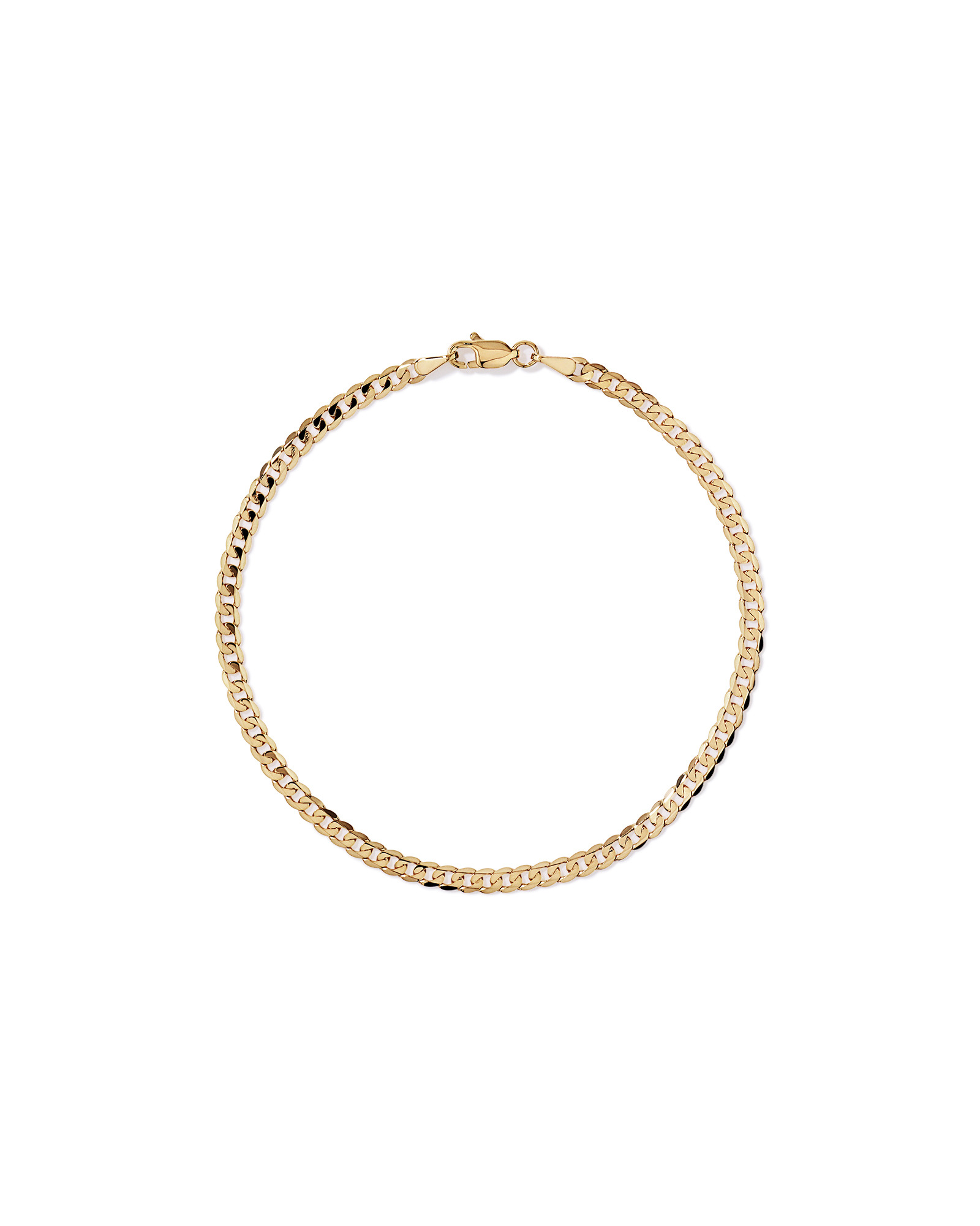 19cm (22") 3mm Width Solid Flat Bevelled Curb Bracelet in 10kt Yellow Gold