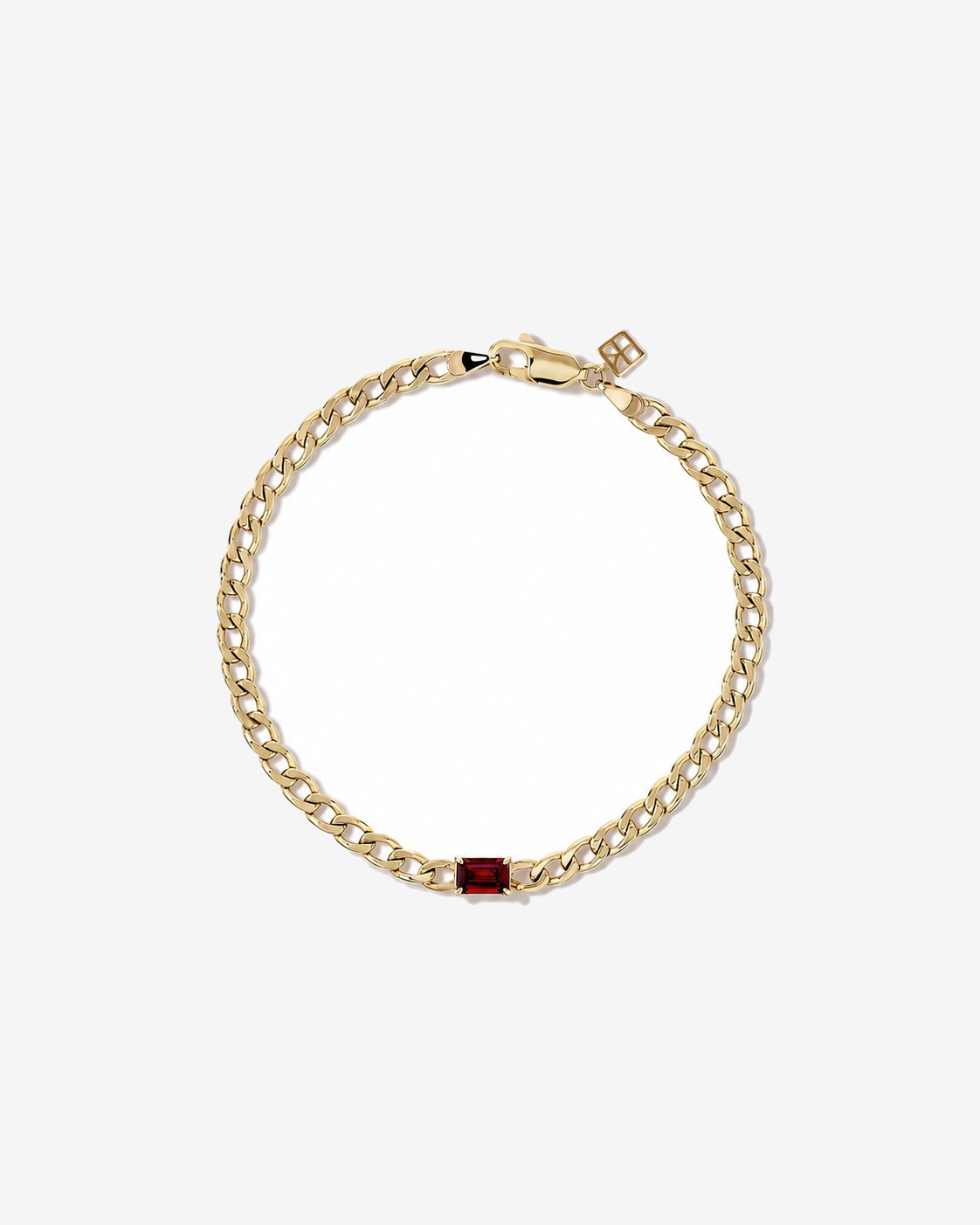 Garnet Curb Link Bracelet in 10kt Yellow Gold