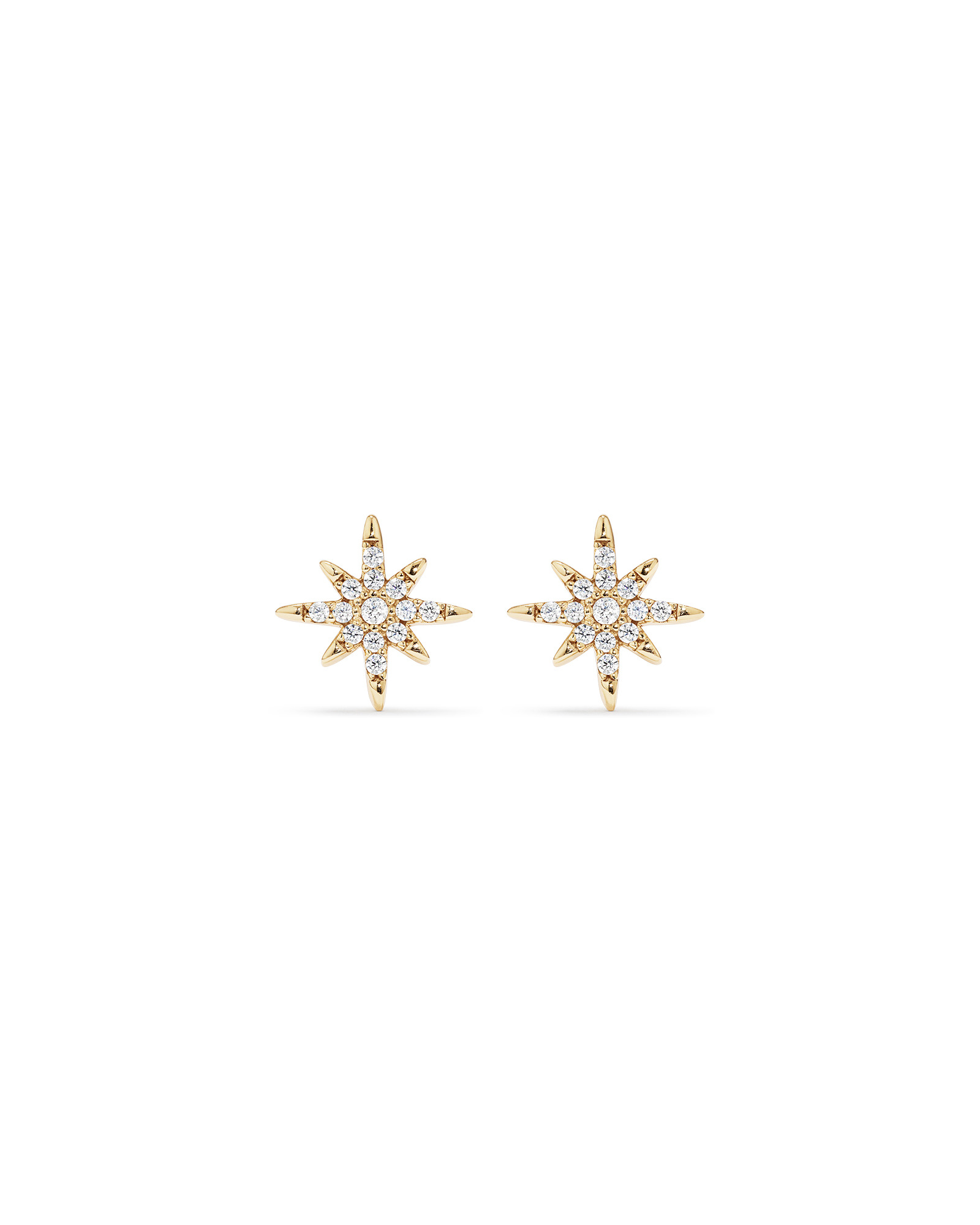 Cubic Zirconia North Star Necklace and Stud Earrings Jewellery Set in 10kt Yellow Gold