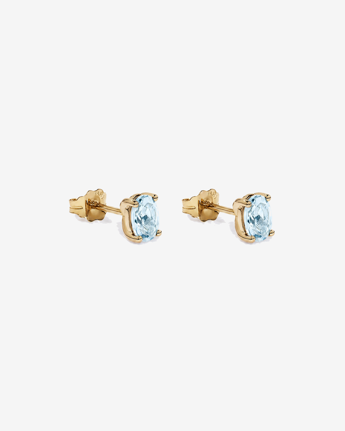 Oval Aquamarine Stud Earrings in 10kt Yellow Gold