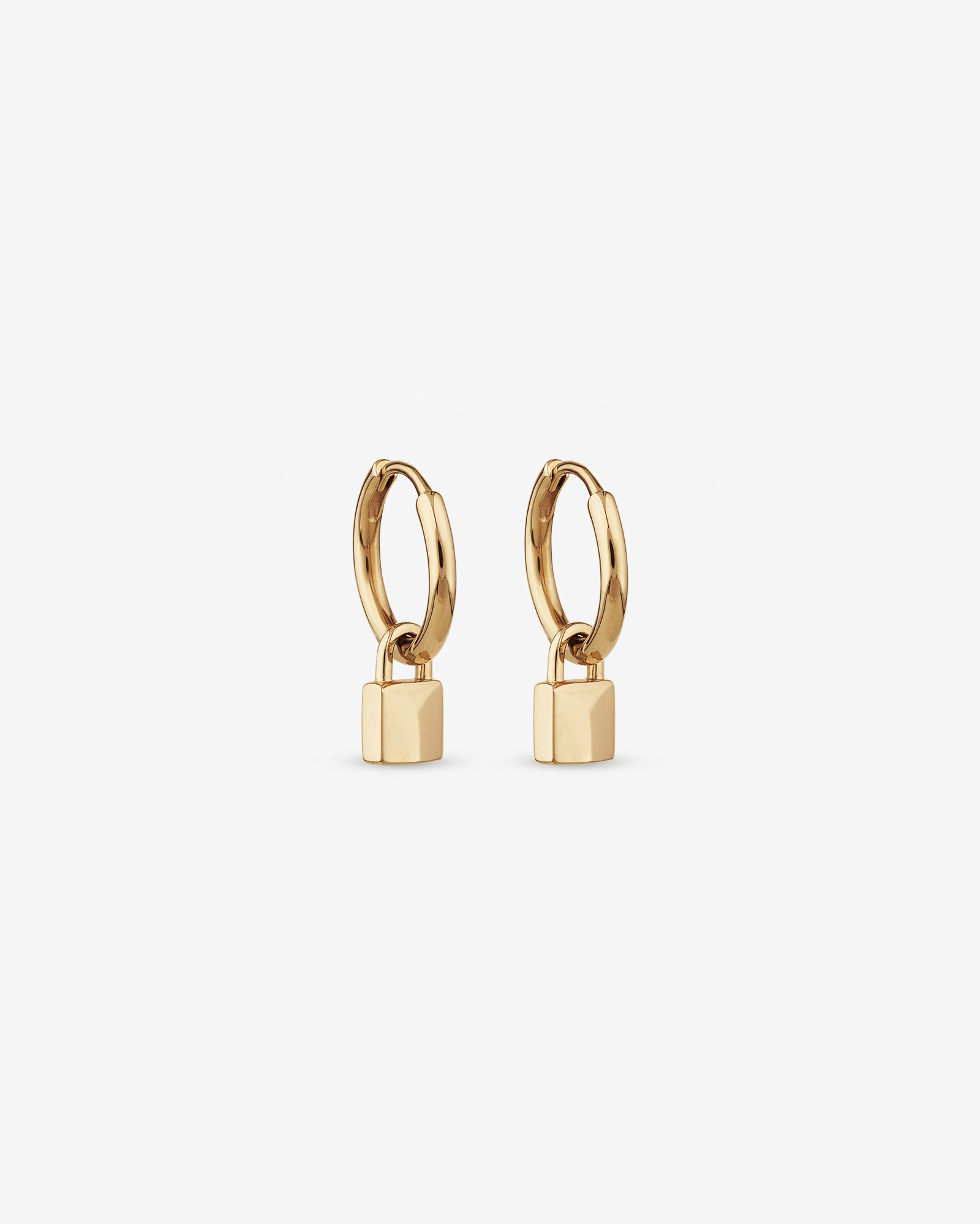 Boucles d'oreilles créoles Signature Lock Huggie en or jaune 10 carats