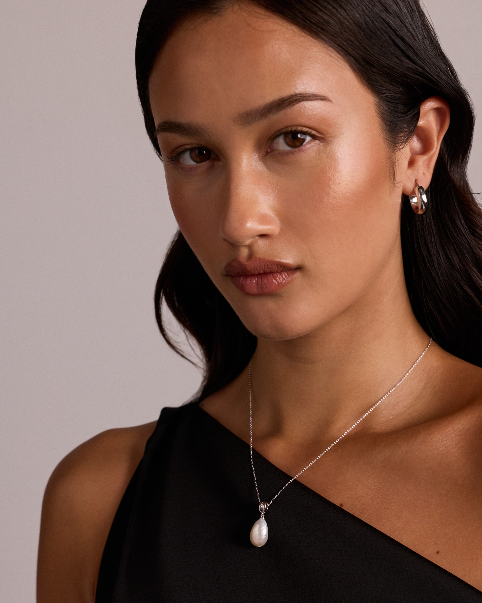 Pendentif à deux rangs avec perle baroque d’eau douce cultivée en argent sterling