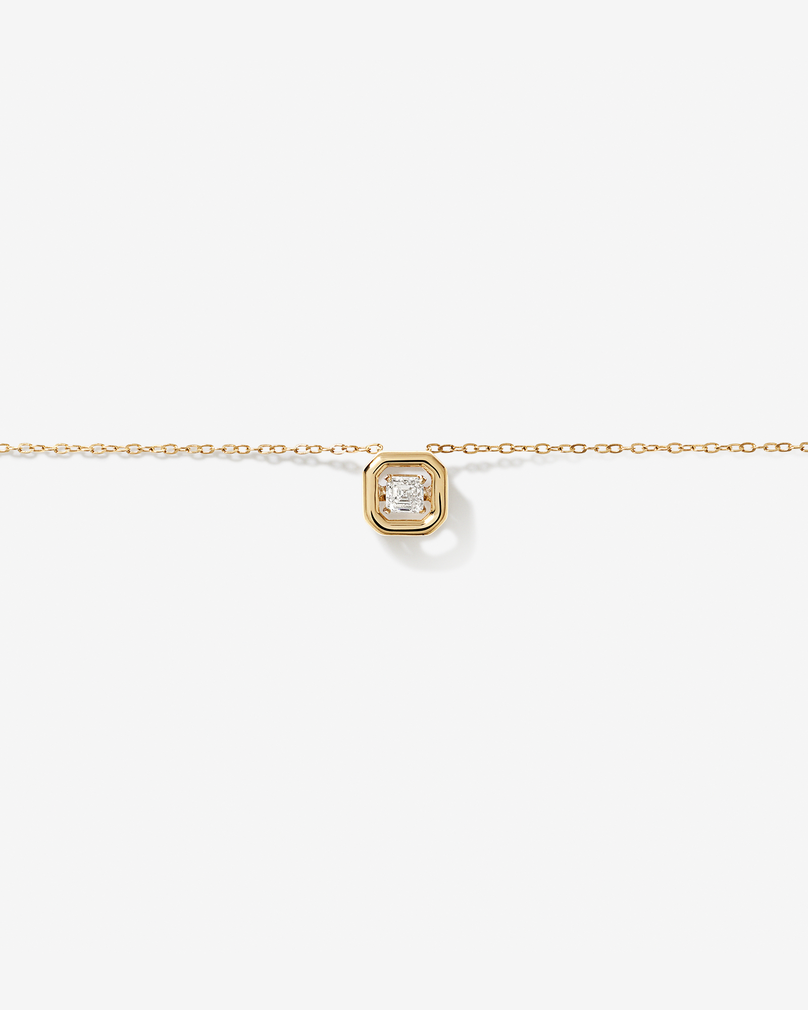 0.18 Carat TW Laboratory-Grown Asscher Cut Diamond Necklace in 10kt Yellow Gold