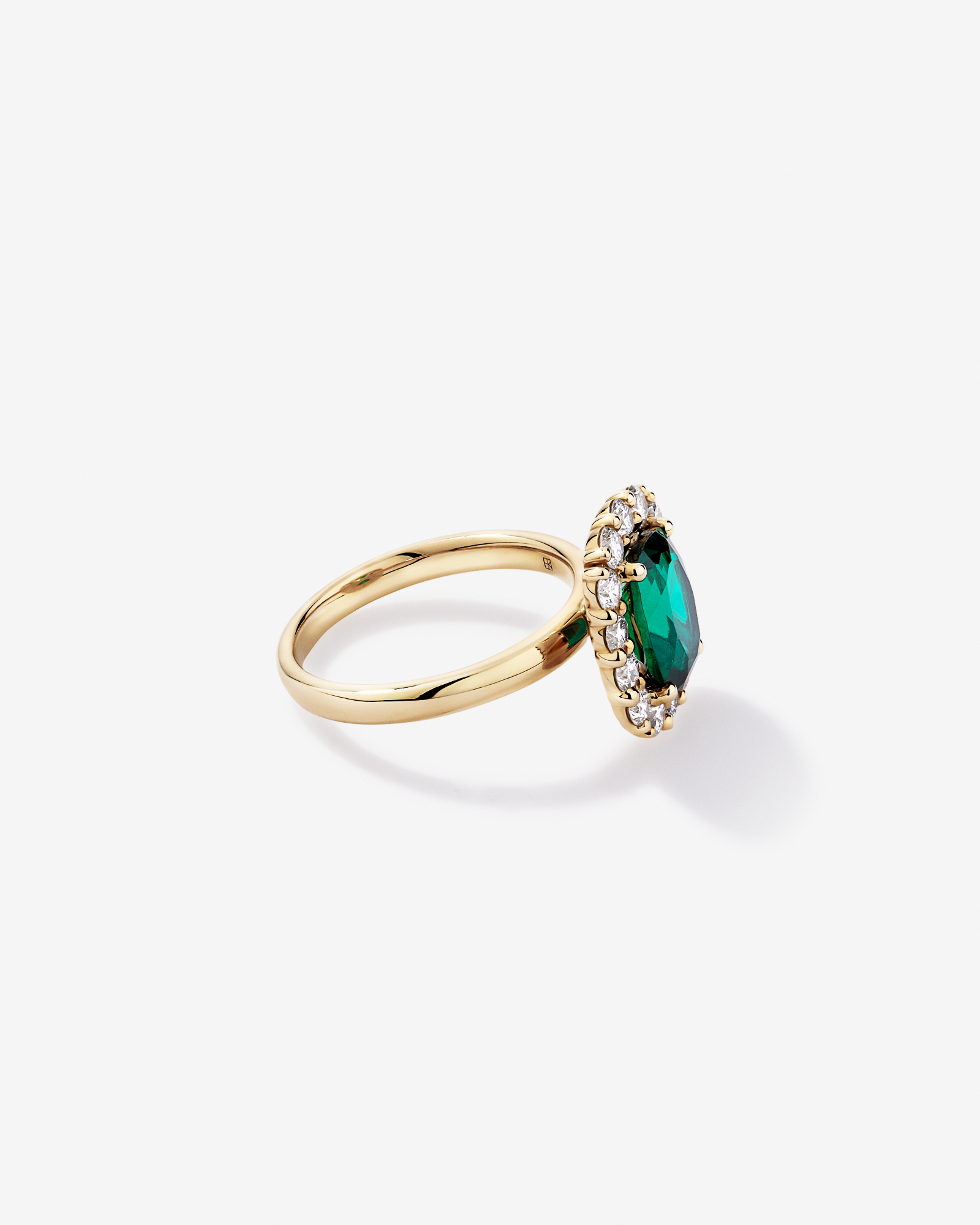 Created Emerald & 0.96 Carat TW Laboratory-Grown Diamond Halo Ring 10kt Gold