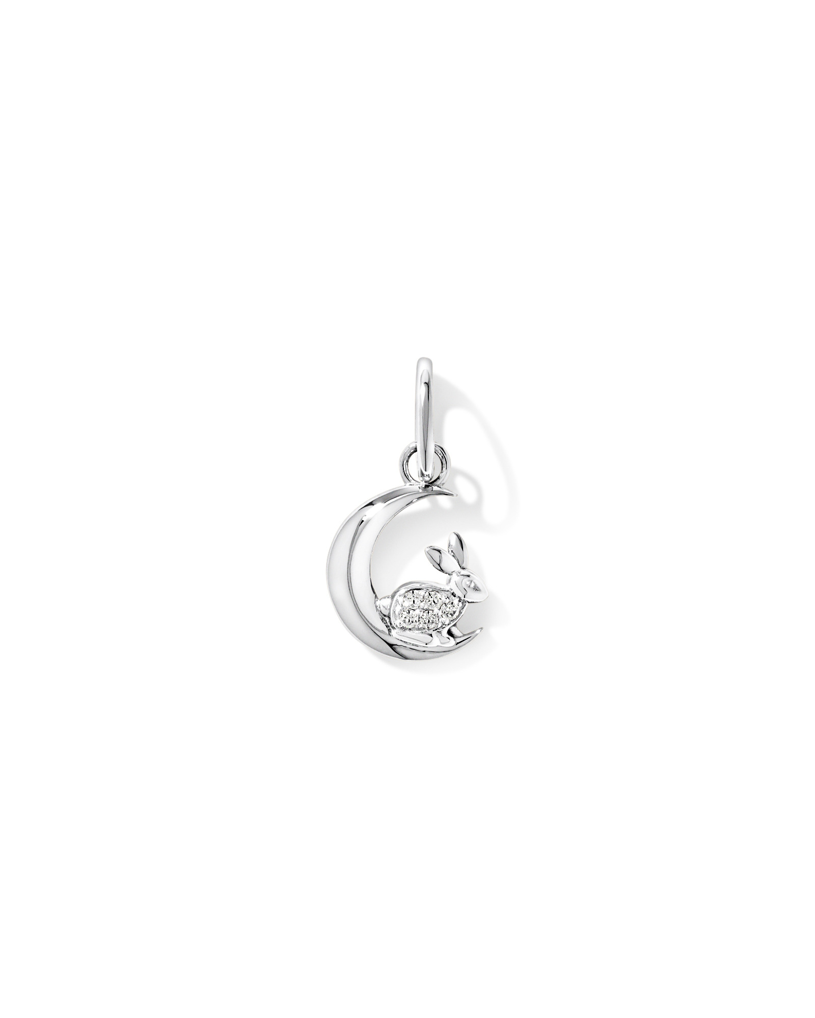 Moon Rabbit Pendant with Cubic Zirconia in Sterling Silver