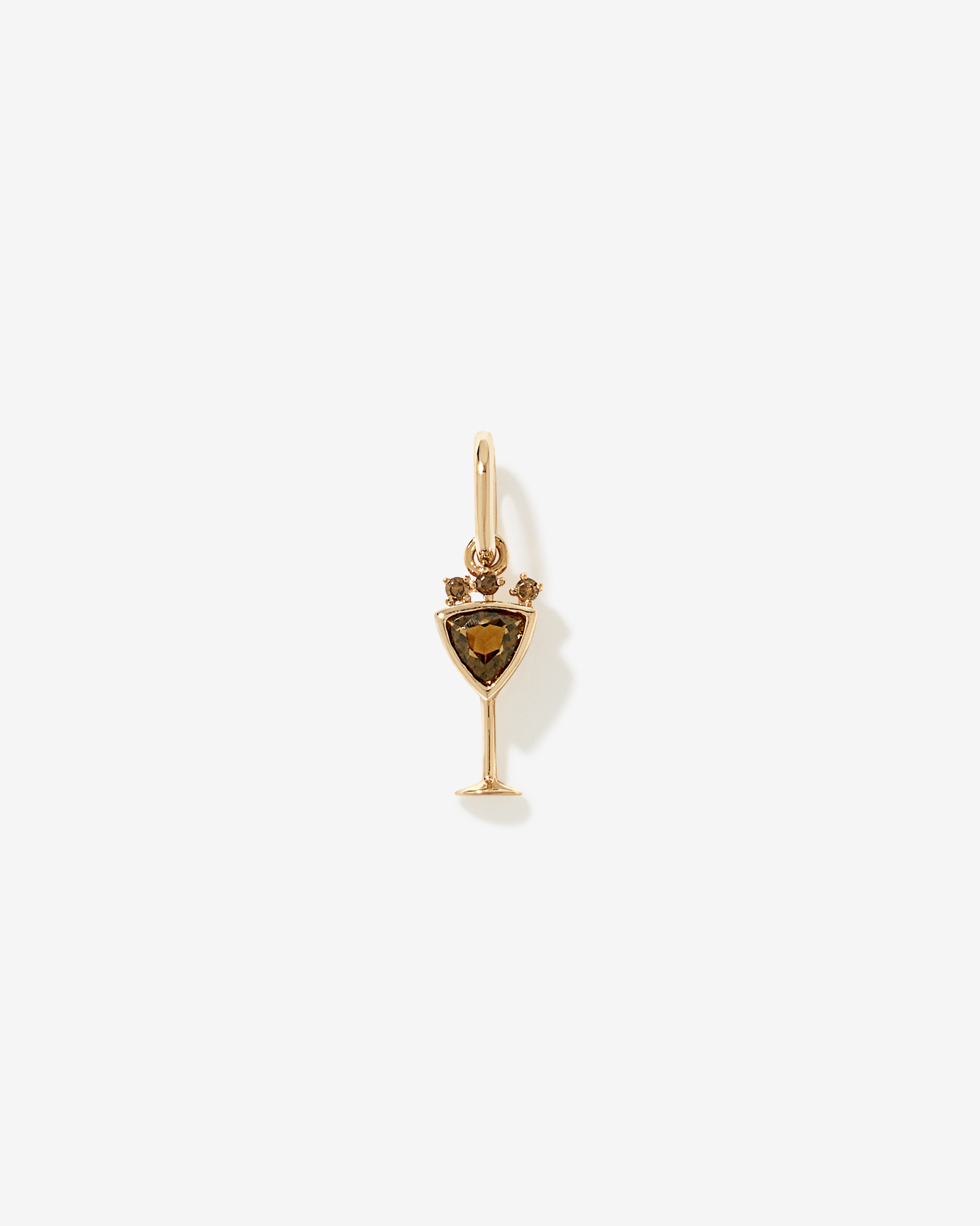 Pendentif cocktail Espresso Martini en quartz fumé en Vermeil or 18 carats