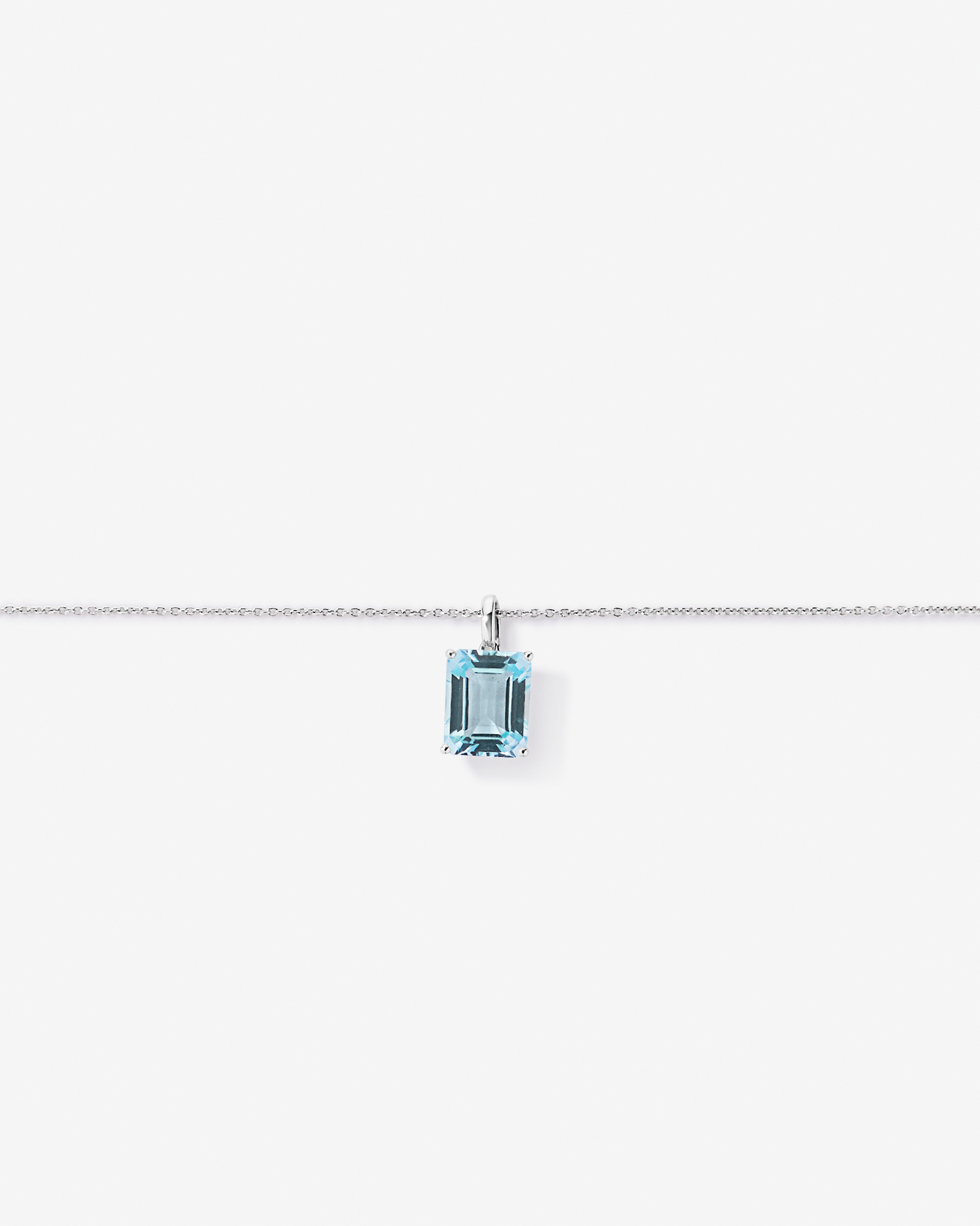 Emerald Cut Sky Blue Topaz Pendant with Chain in Sterling Silver